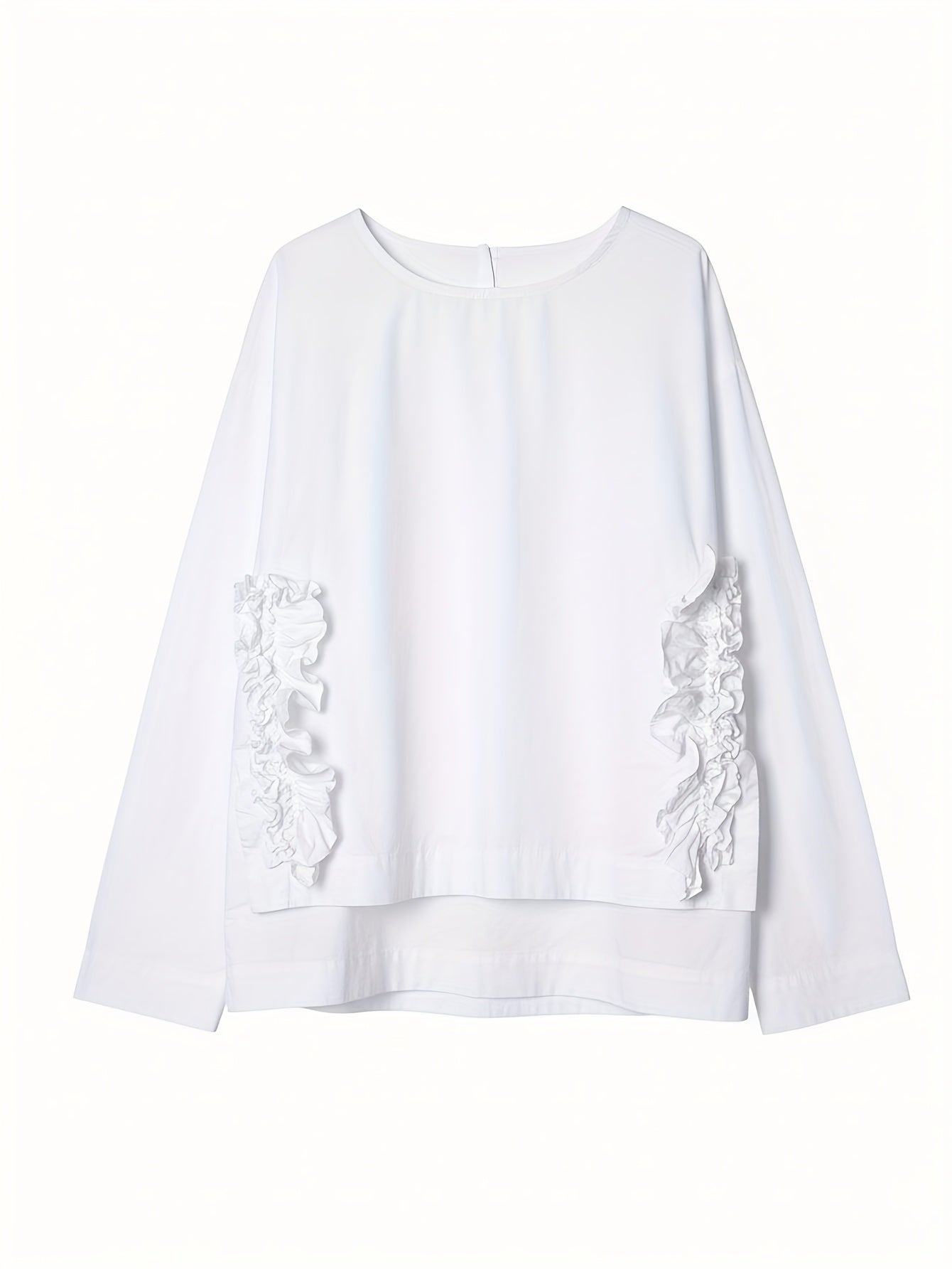 Women'S Elegant Blouse - Long Sleeve Shirt with Ruffled Hem