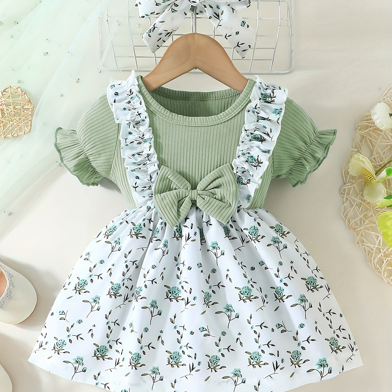 Lightweight Floral Print Summer Dress for Baby Girl