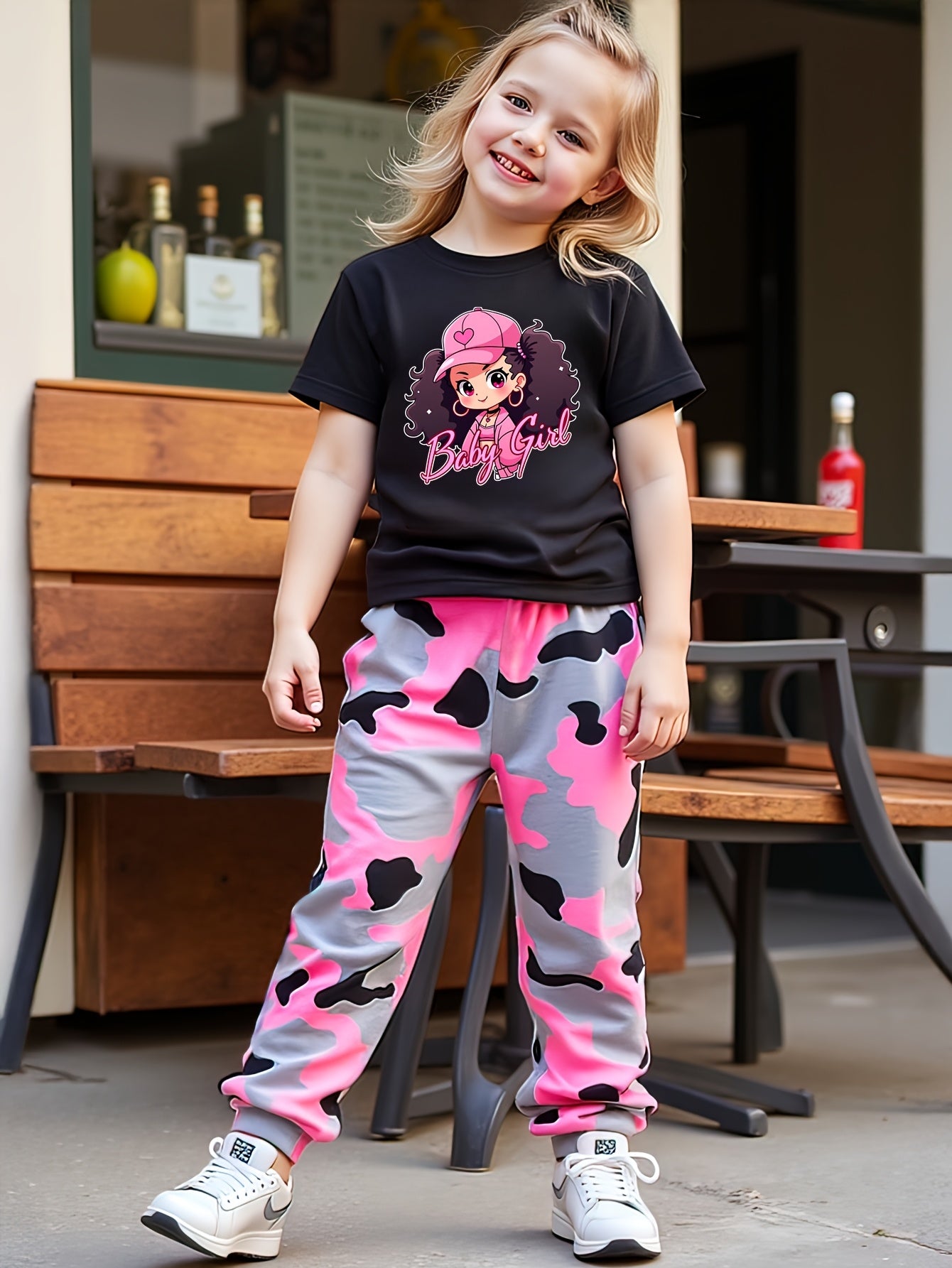 2pcs set of girls' summer fashion outdoor casual suits