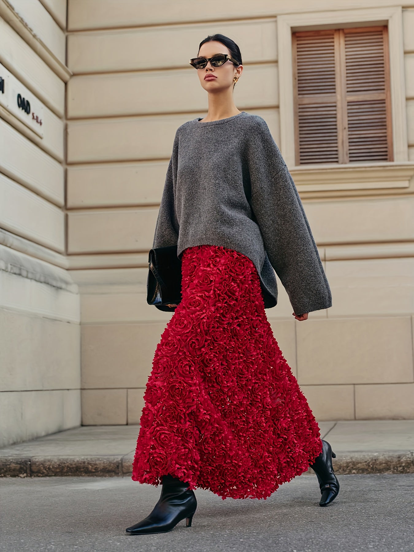 Women's Bridesmaid Dress, Elegant Party Dress with 3D Rose Petal  Christmas New Year