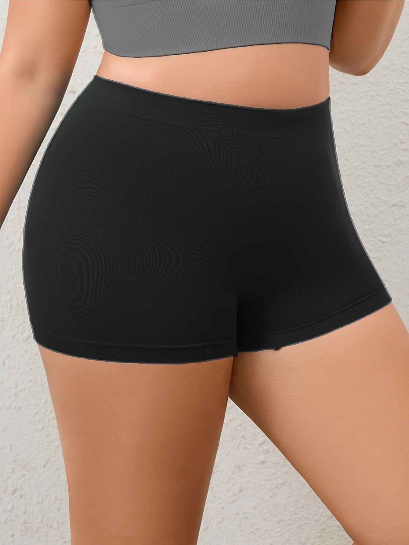 5pcs Plus Size Women's High-Waist Seamless Boxer Briefs in Assorted Colors - Soft, Stretchy Knitted Fabric for Comfort | Ideal for Yoga, Fitness,