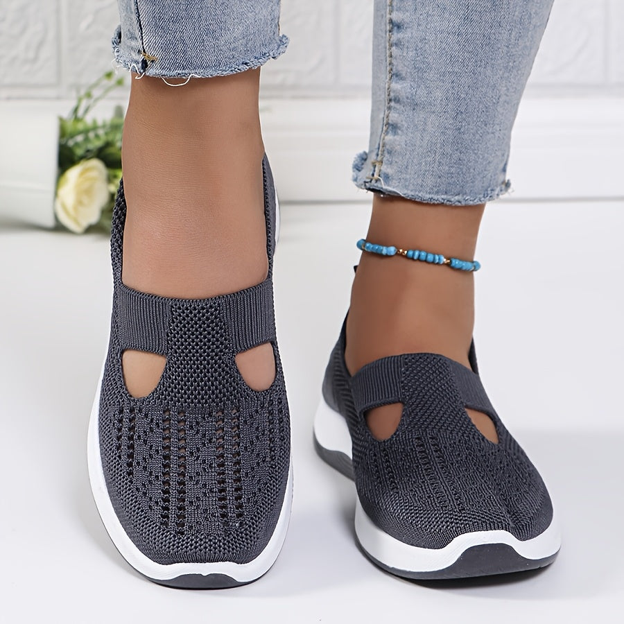 Women's Breathable Slip-On Sneakers - Lightweight Knit Casual Shoes with Arch Support, Machine Washable & All-Season Comfort, Multi-Color