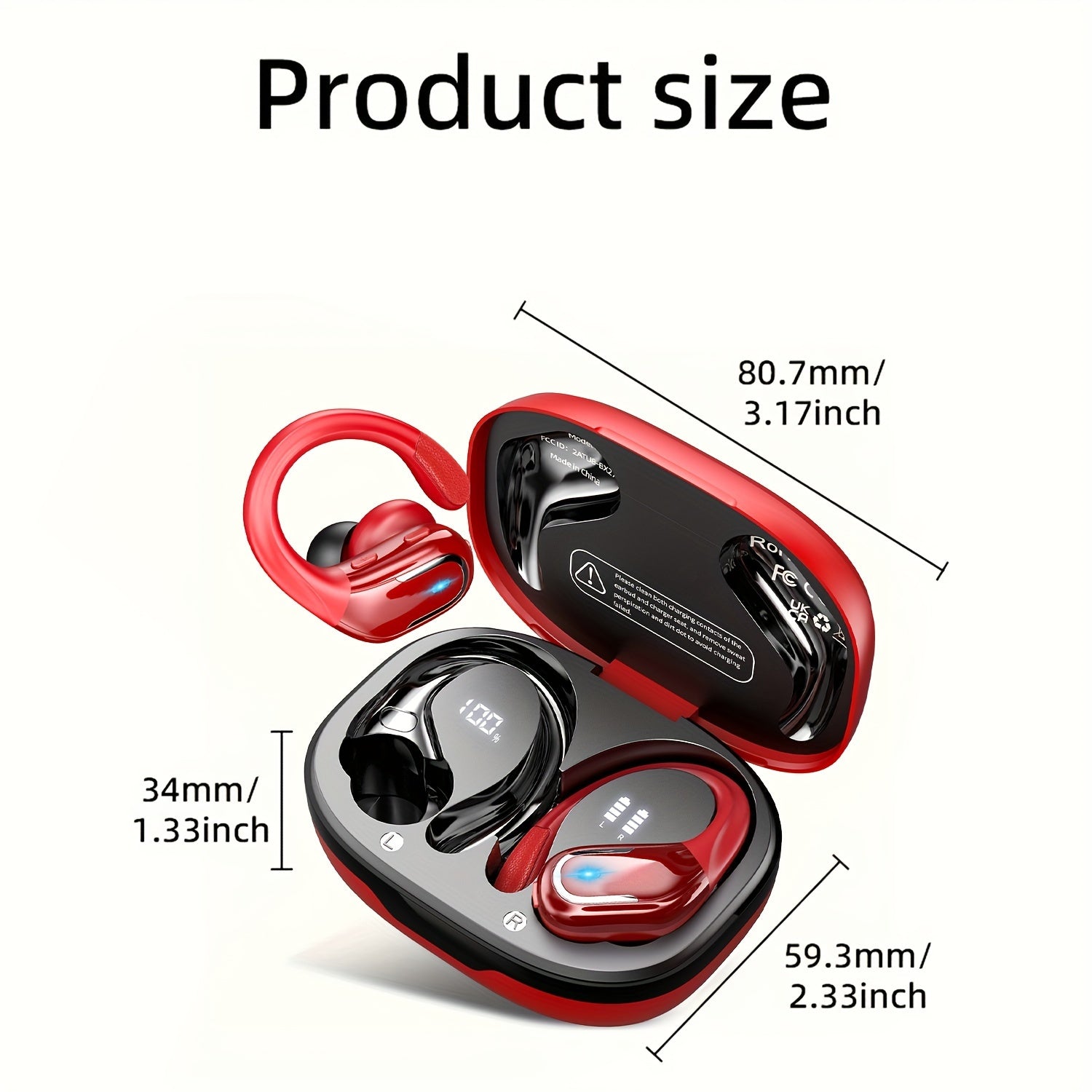 New Wireless Earbuds for Running Sports, Wireless Earphones with Earhooks Pure Bass Sound