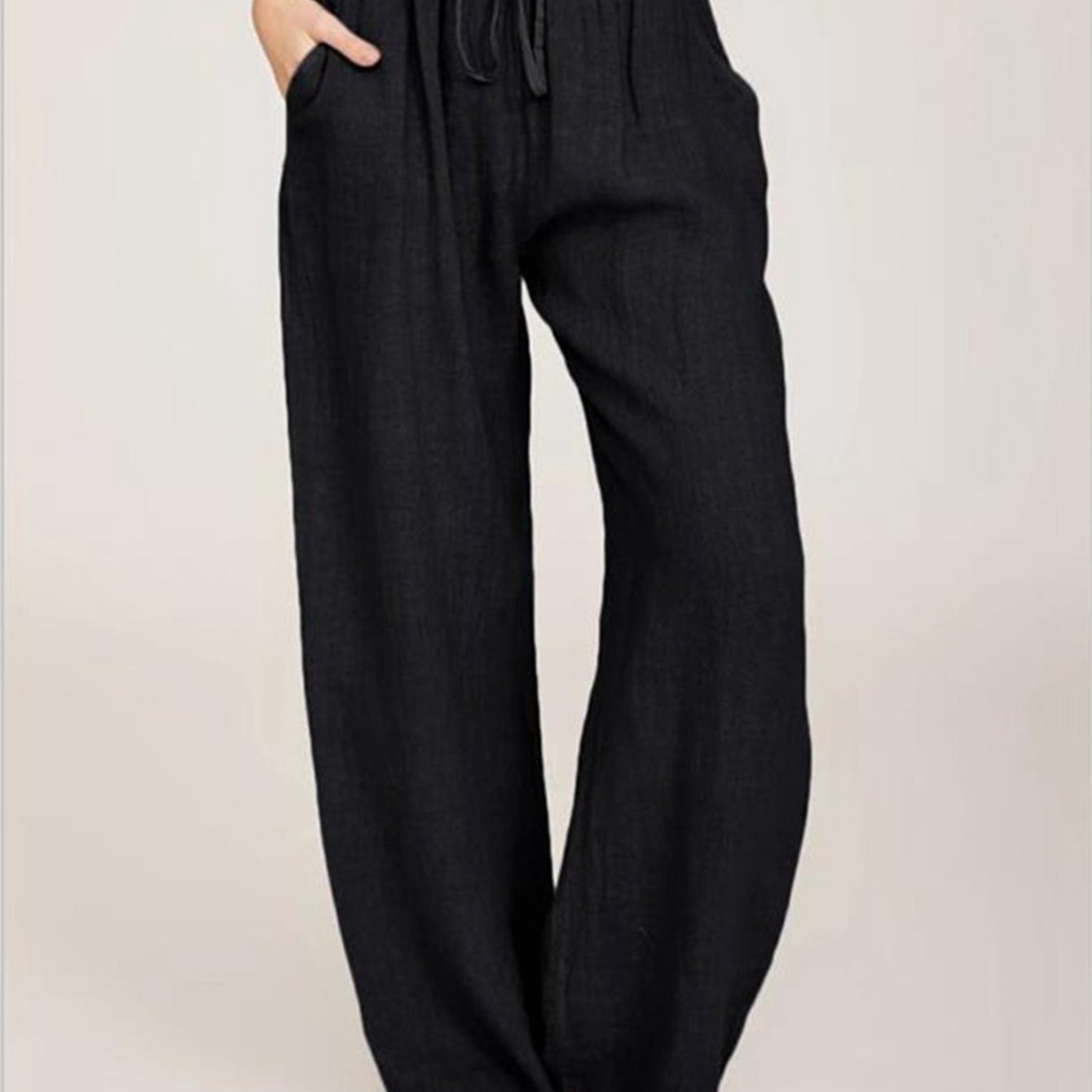 Drawstring Wide Leg Solid Loose Palazzo Pants