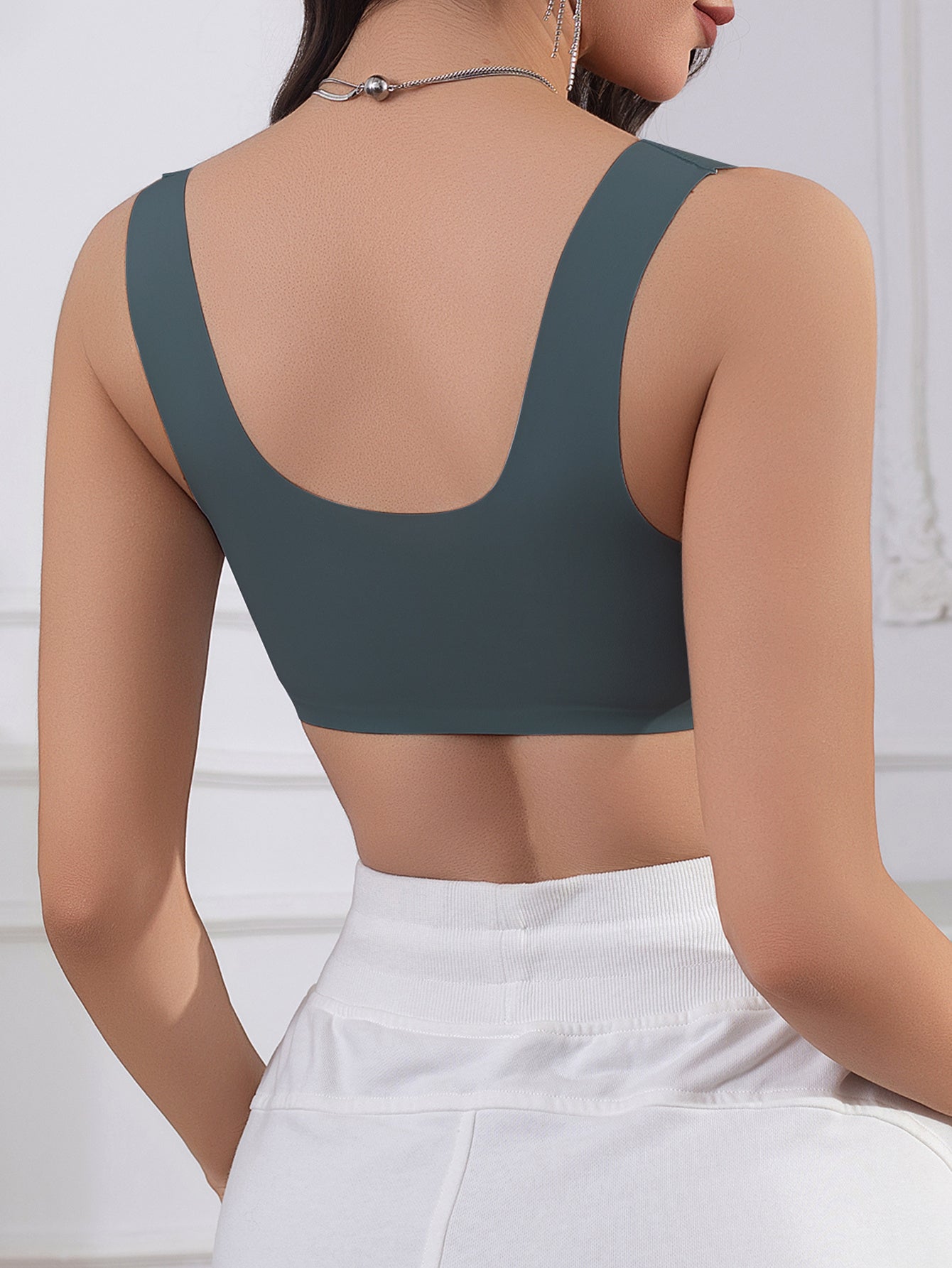 3pcs Women's Solid Color Contrast Front Snap Push-Up Bras