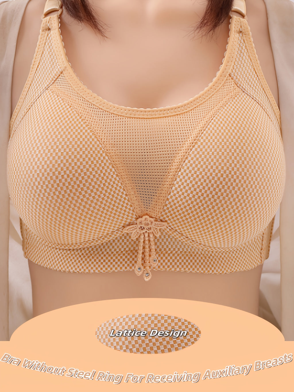 Two-Piece Set Of Fashionable Checkered Design Bras