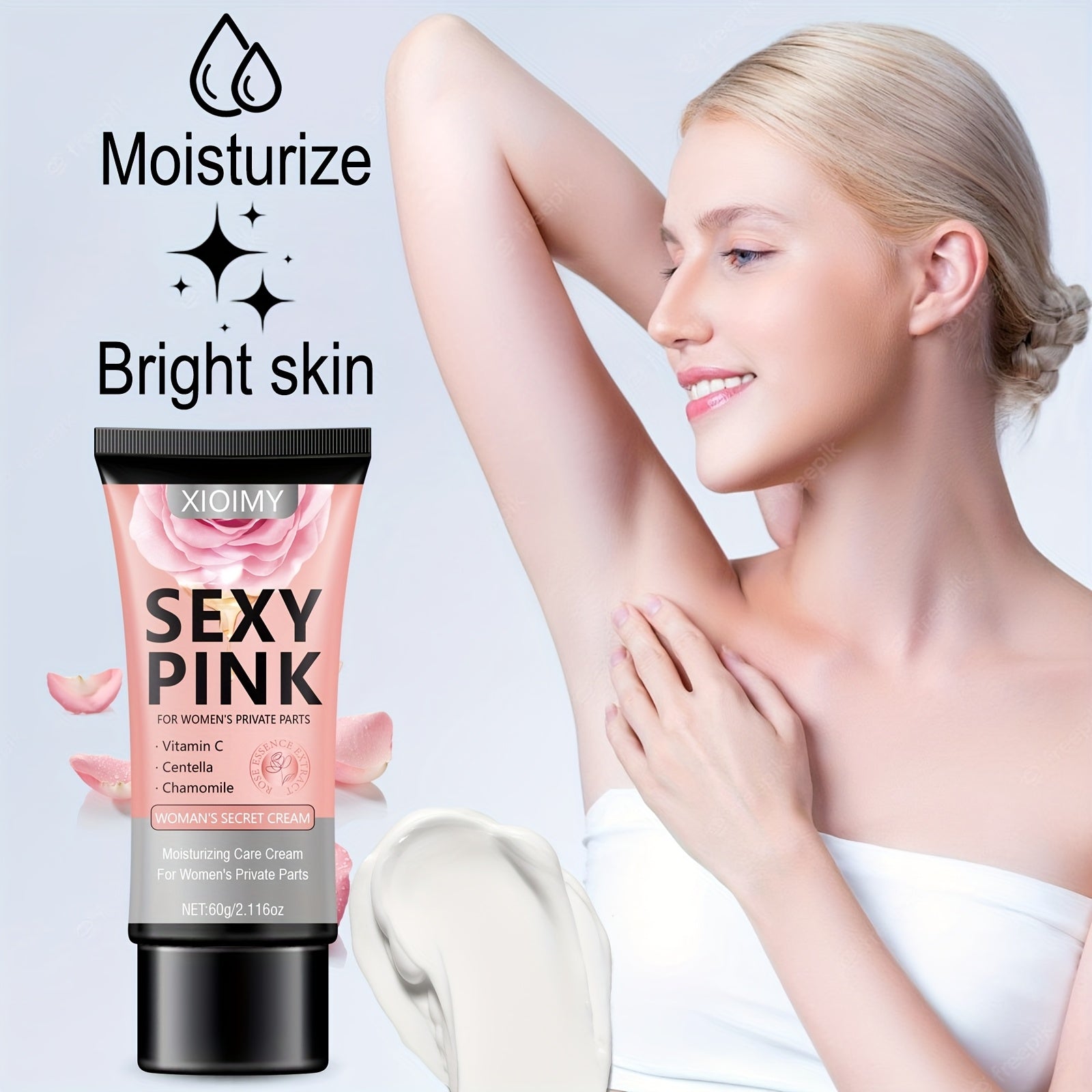 Deeply Hydrating Rose & Vitamin C Formula Pink Women's Private Part Moisturizing Cream