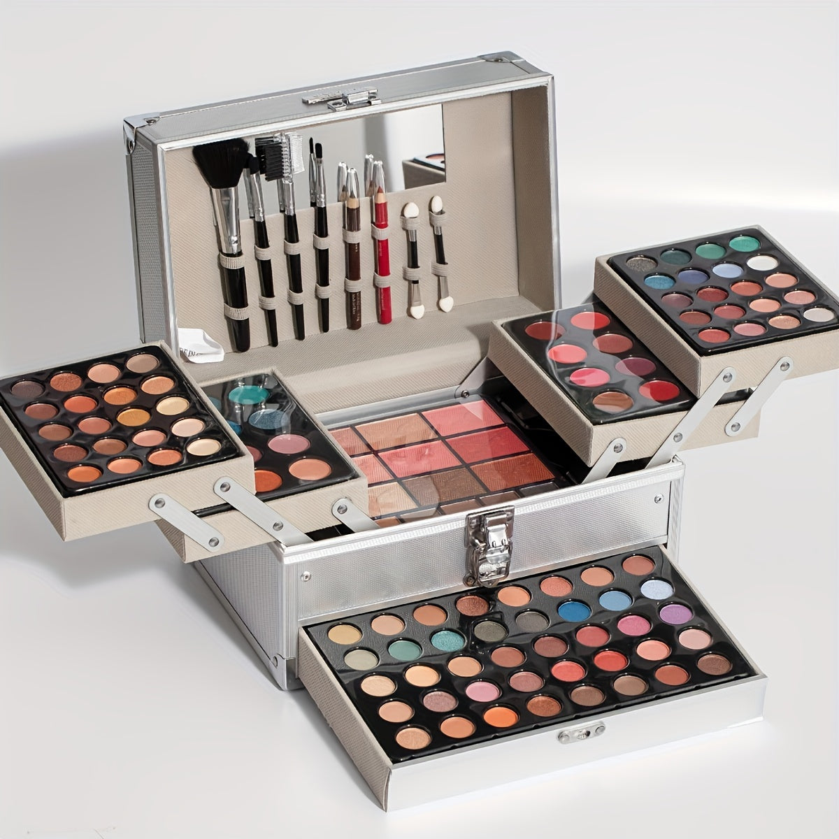 127pcs Leopard Print Makeup Gift Box, Eyeshadow Blush Highlighter Small Mirror Makeup Brush Multi-Purpose Women's Makeup Set, Surprise