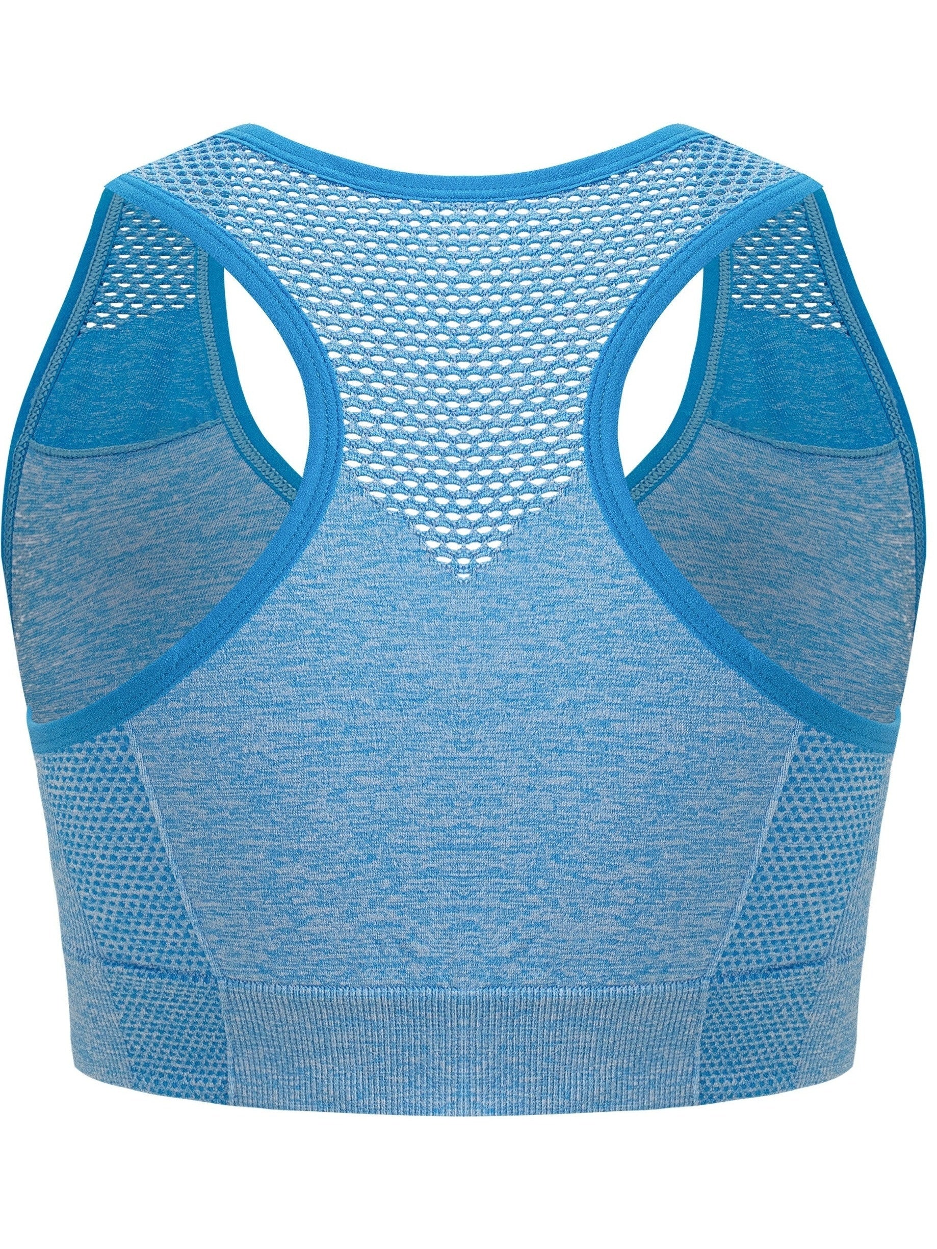 Plus Size Seamless Sports Bra - Breathable Hollow Mesh Thin Yoga Bra Without Steel Ring