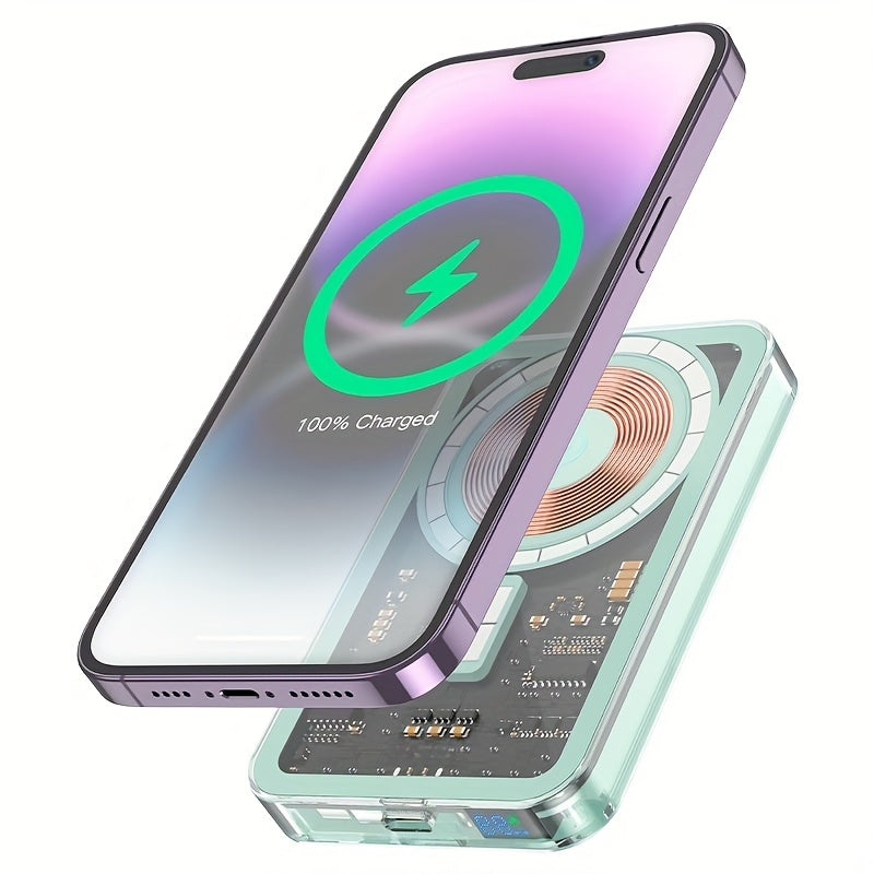 Crystal Wireless Charging Power Bank, With A Capacity Of 5000mAh