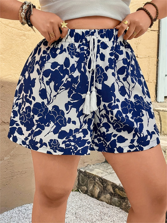 Women's Floral Print Elastic Waist Shorts