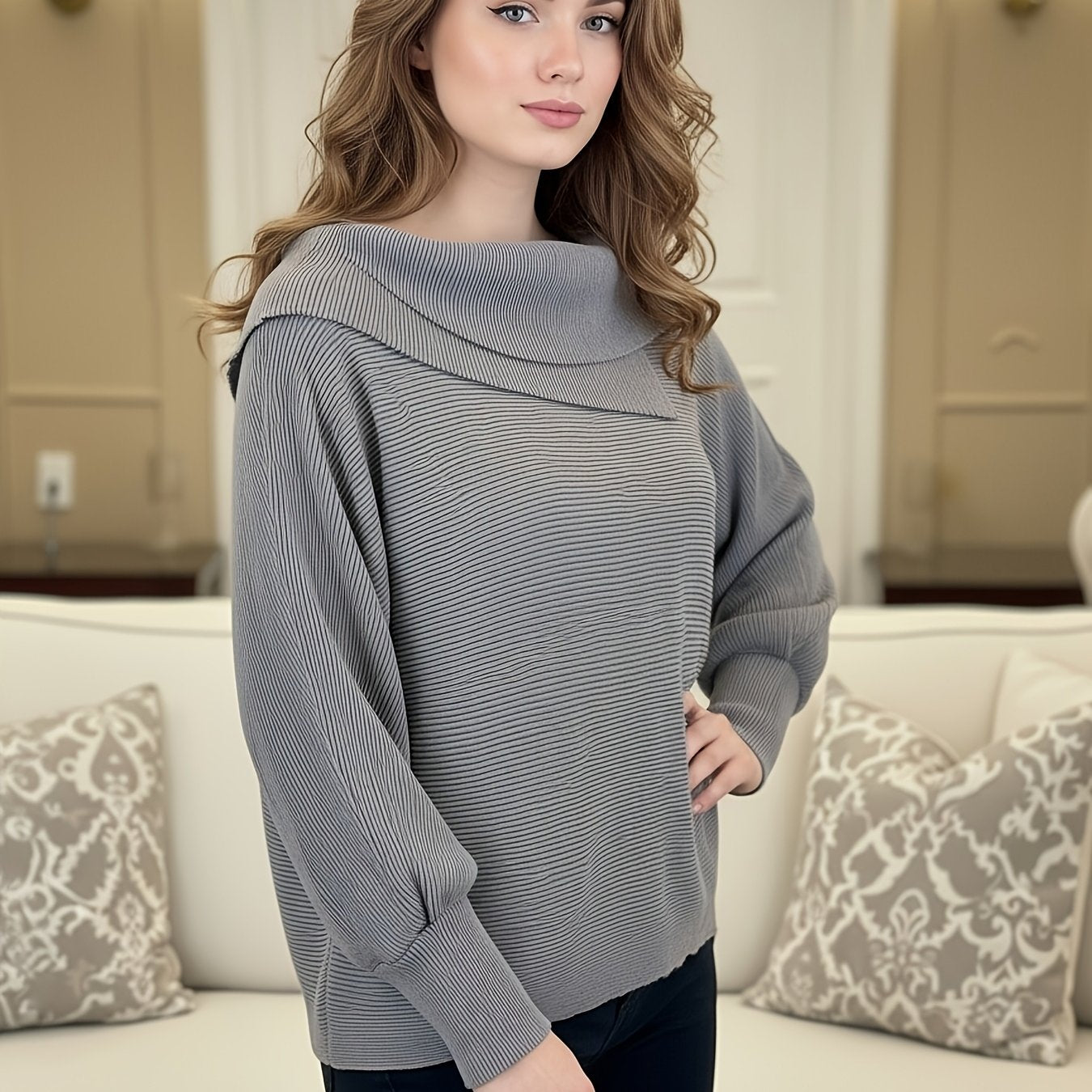 Loose-Fitting, Stylish, Casual Scarf-Neck Pullover Shirt | Perfect for Autumn and winter
