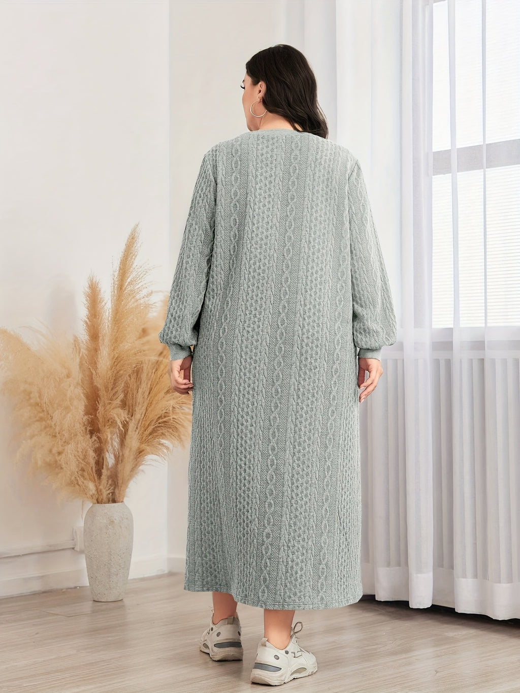 Women's Plus Size Textured Sweatshirt Dress