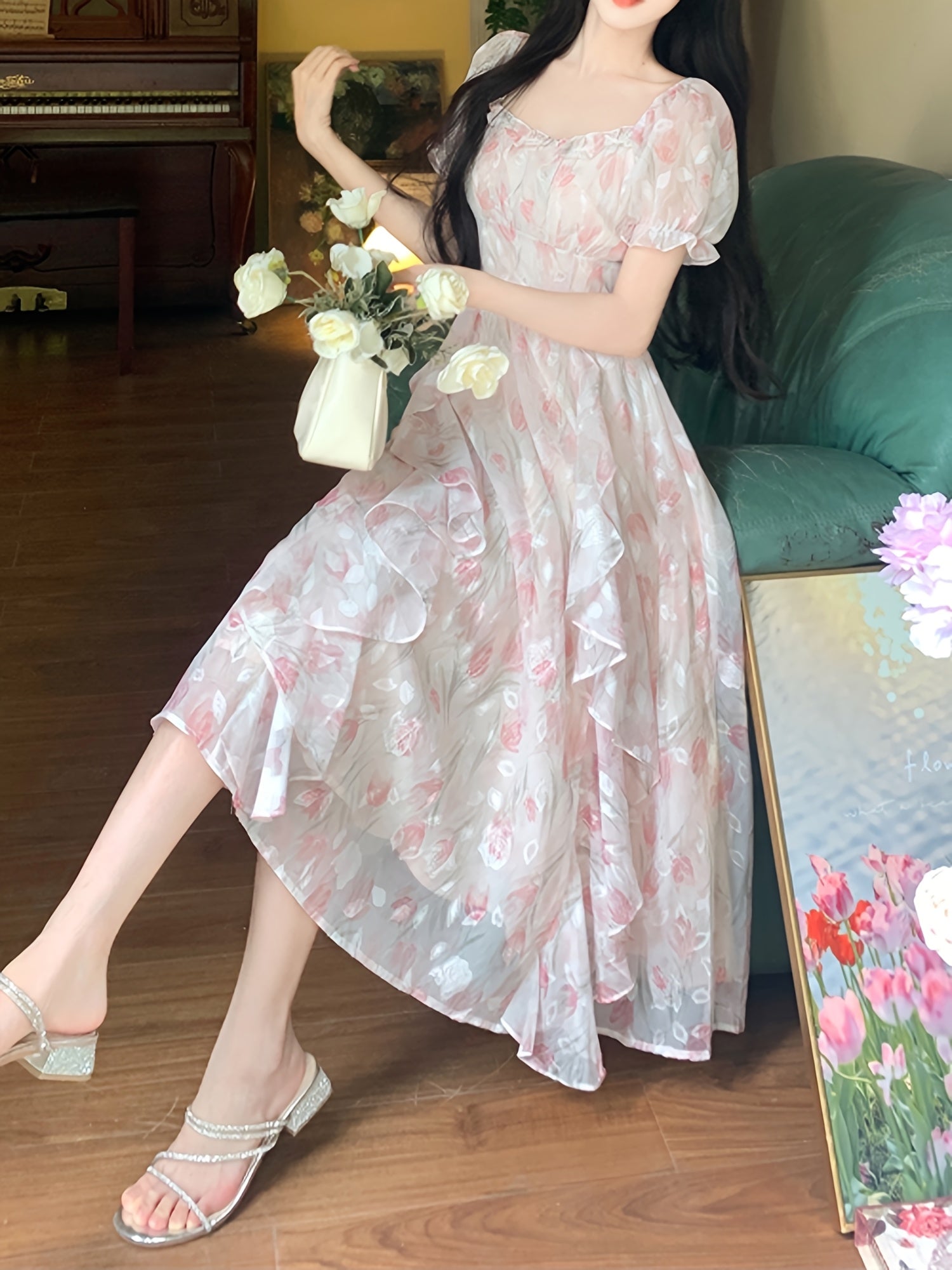 Chiffon Midi Dress for Women