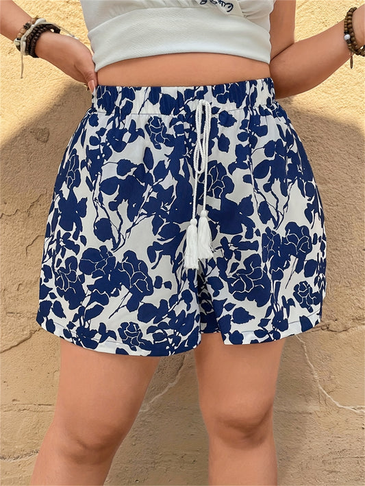 Women's Floral Print Elastic Waist Shorts
