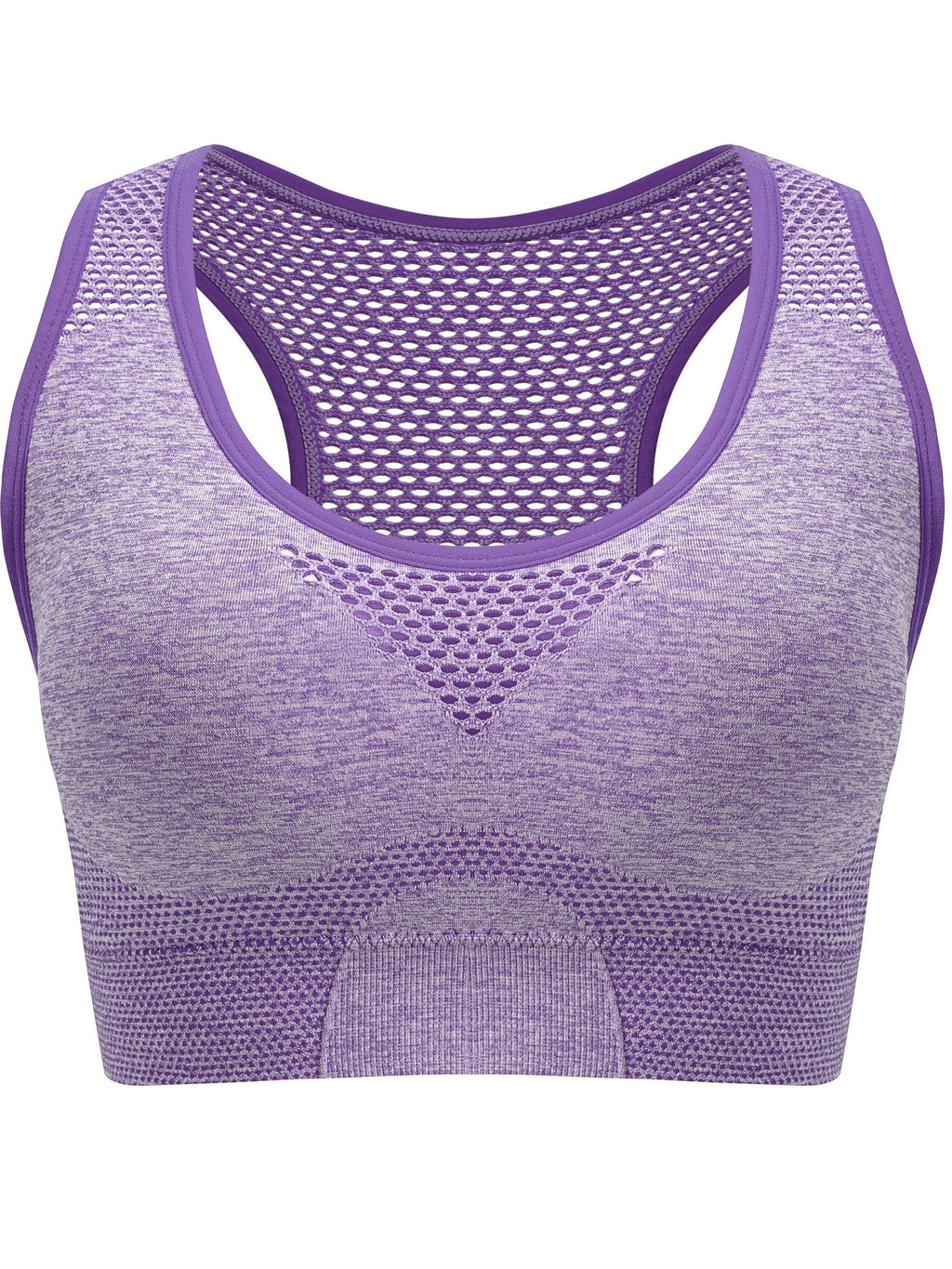 Plus Size Seamless Sports Bra - Breathable Hollow Mesh Thin Yoga Bra Without Steel Ring