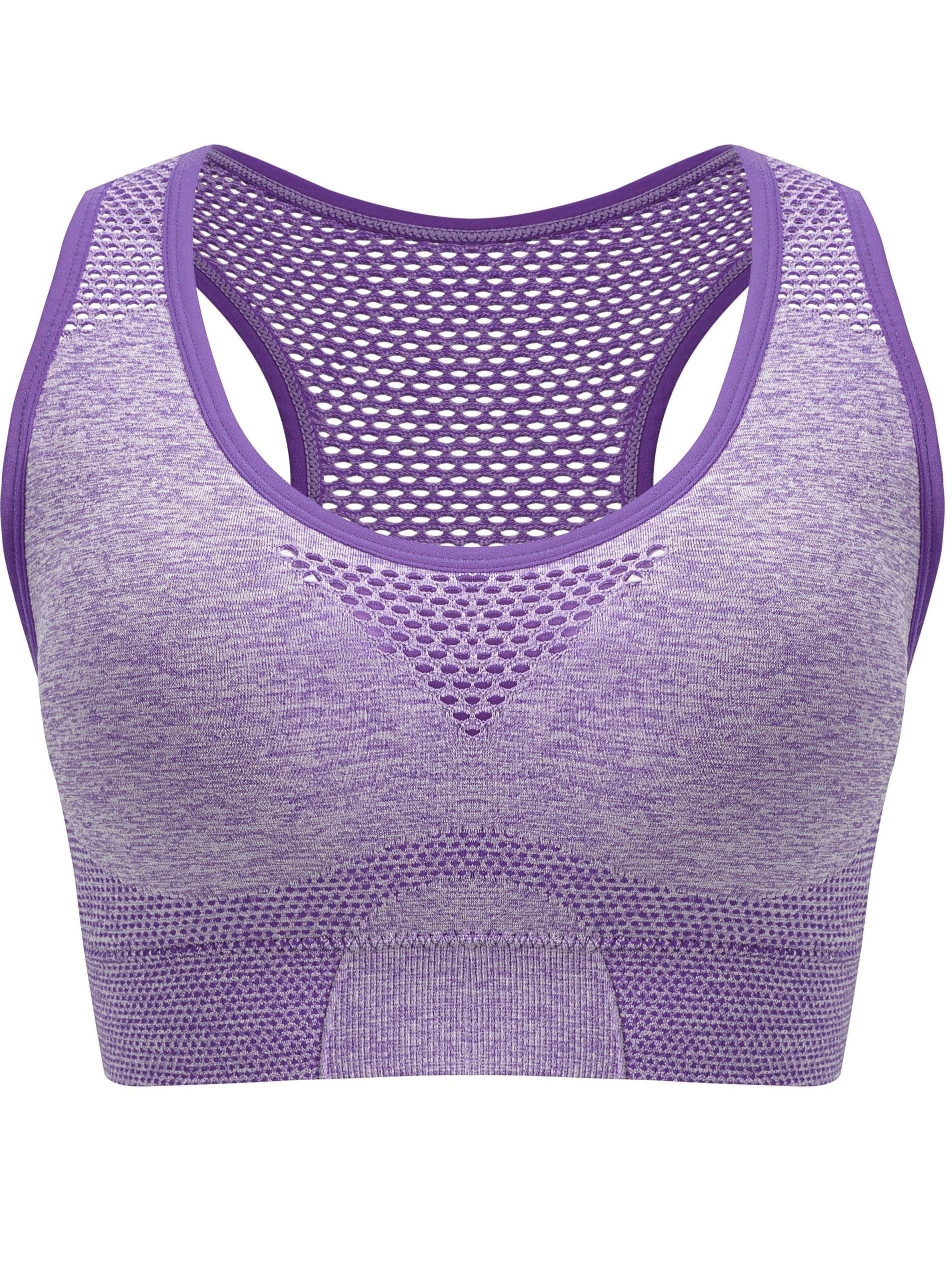 Plus Size Seamless Sports Bra - Breathable Hollow Mesh Thin Yoga Bra Without Steel Ring
