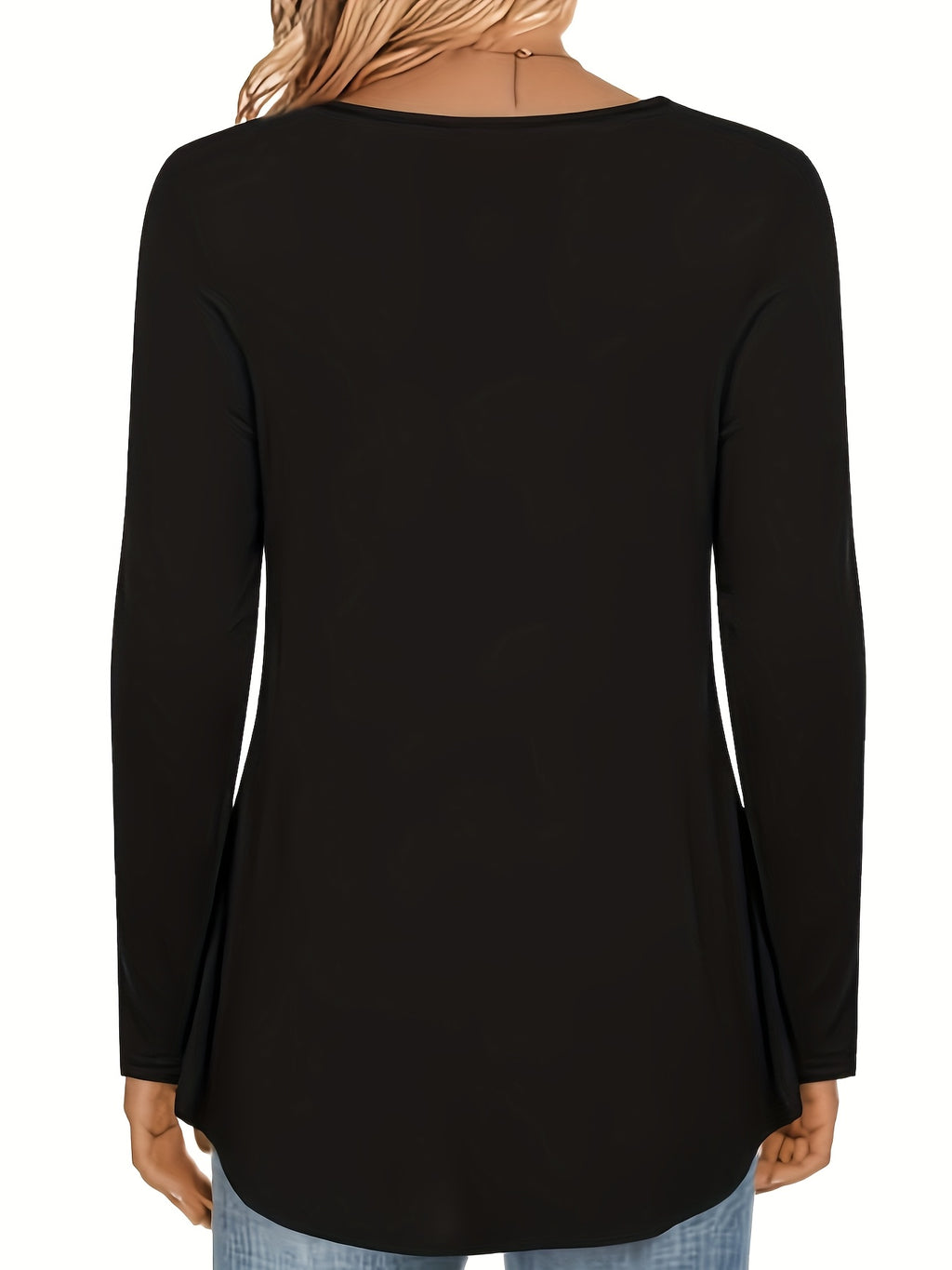 3pcs Round Neck Loose Fit Long Sleeve Stretchy Comfortable T-Shirt