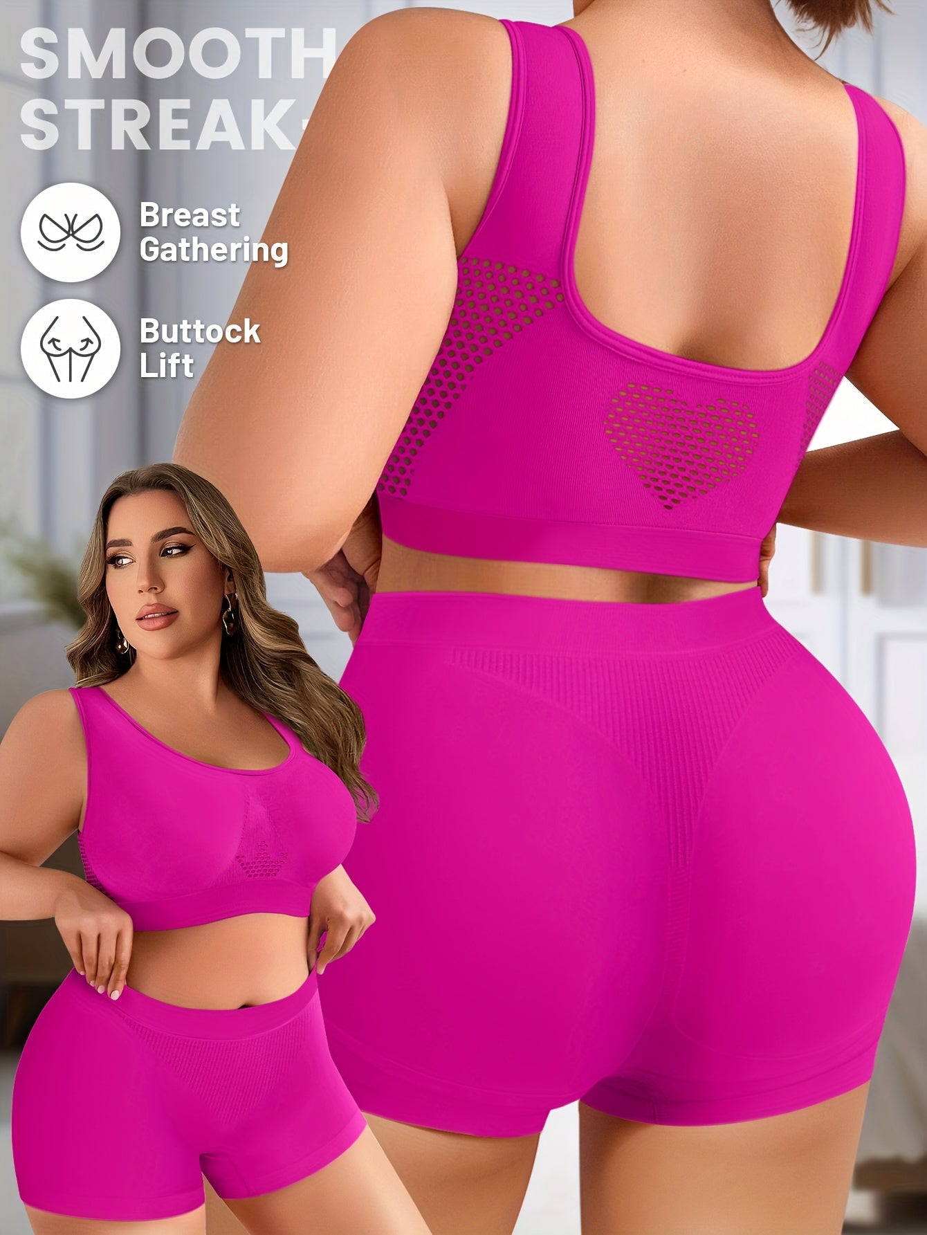 One Set Women's Plus Size Lingerie Bra and Panty Set Seamless Top Oversized Comfortable Loose Home Leisure Sports Bra