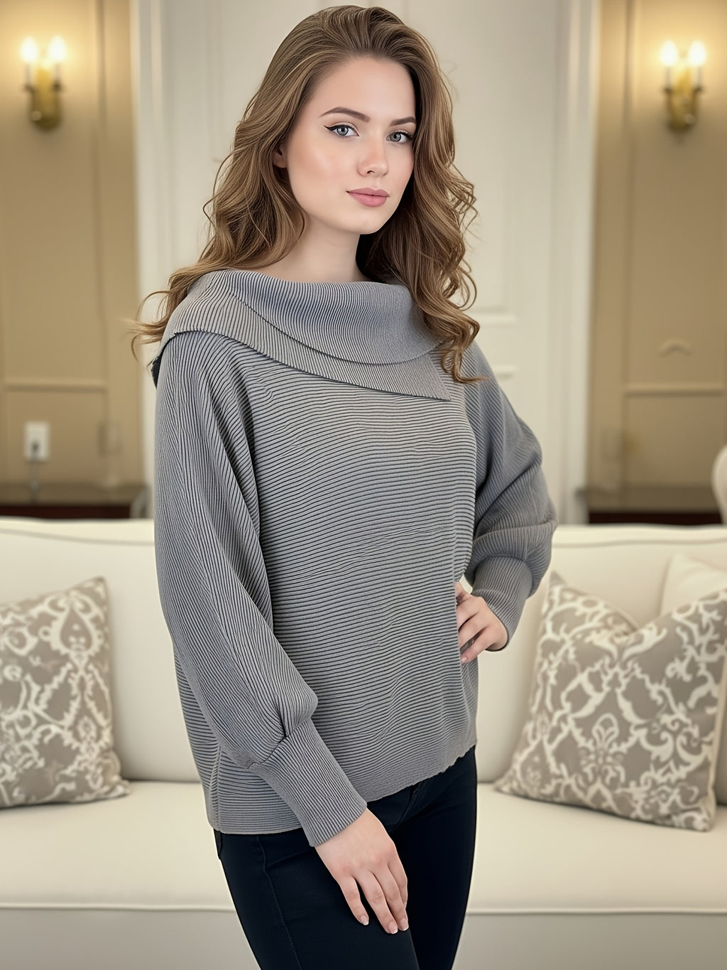 Loose-Fitting, Stylish, Casual Scarf-Neck Pullover Shirt | Perfect for Autumn and winter