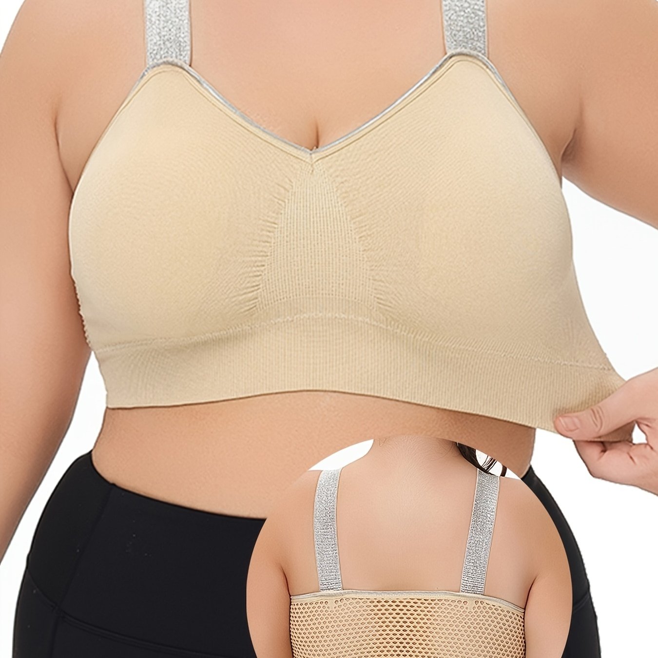 Thin Silvery Contrast High-End Bra Plus Size Breathable Women's Underwear