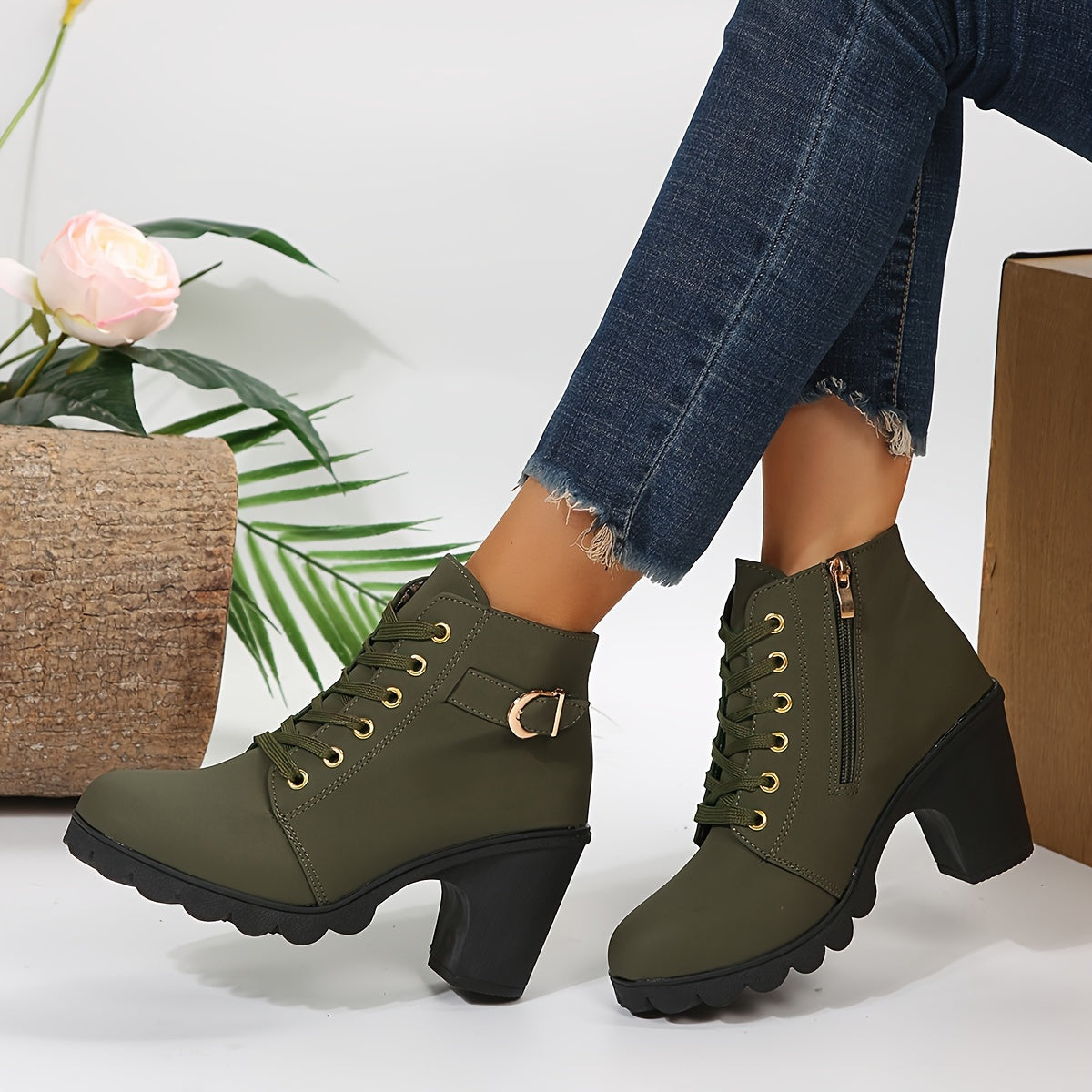 Trendy Women's Chunky Heel Ankle Boots