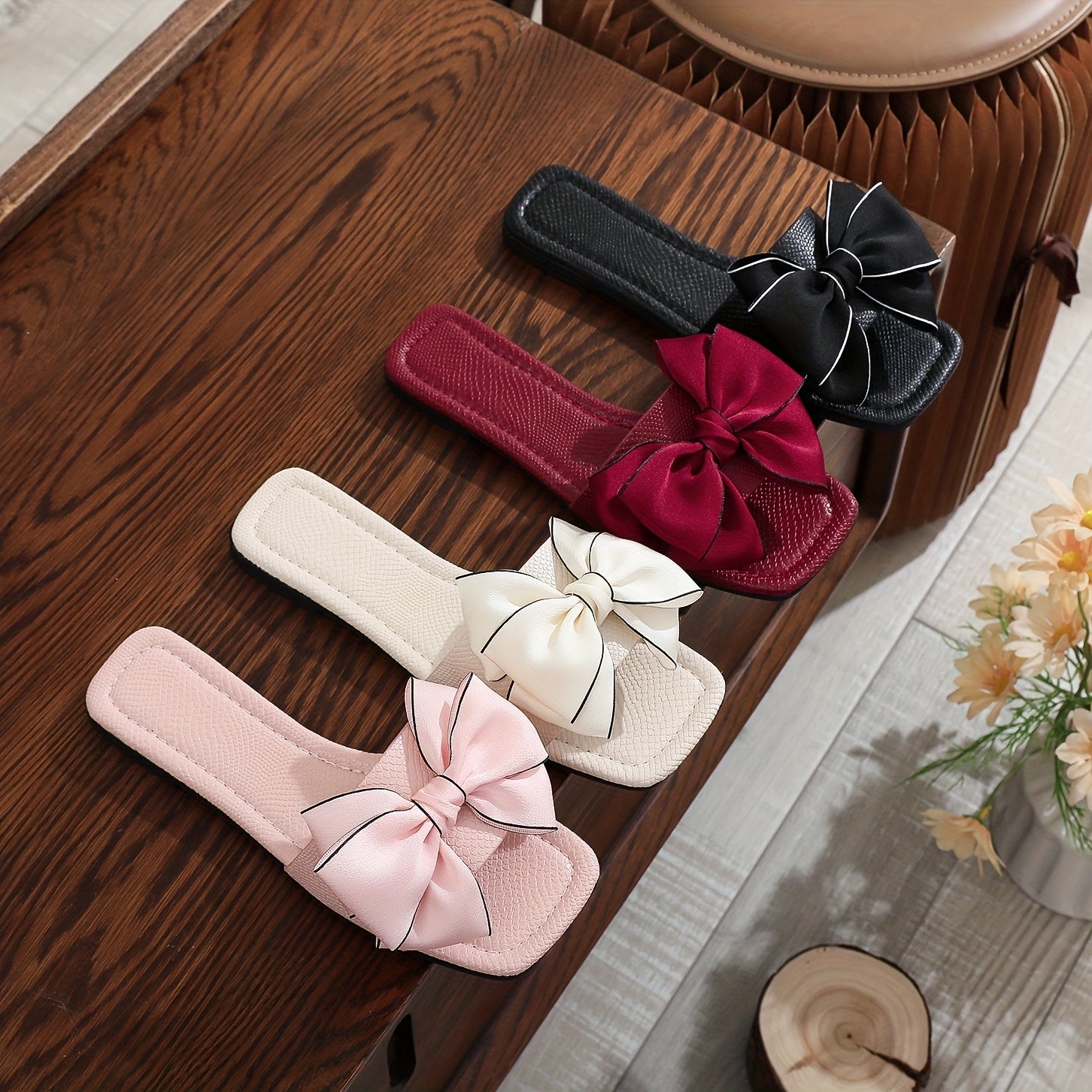 [PU Slide Sandals] Lightweight PU Women's Slide Sandals | Open-Toe Slip-On Summer Beach Shoes, Soft Cushioned Insole & EVA Sole, Casual