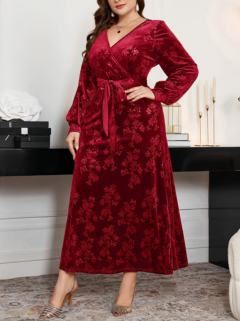 Women's Plus Size Fashion Autumn/Winter New Halloween Christmas Warm Velvet Embossed