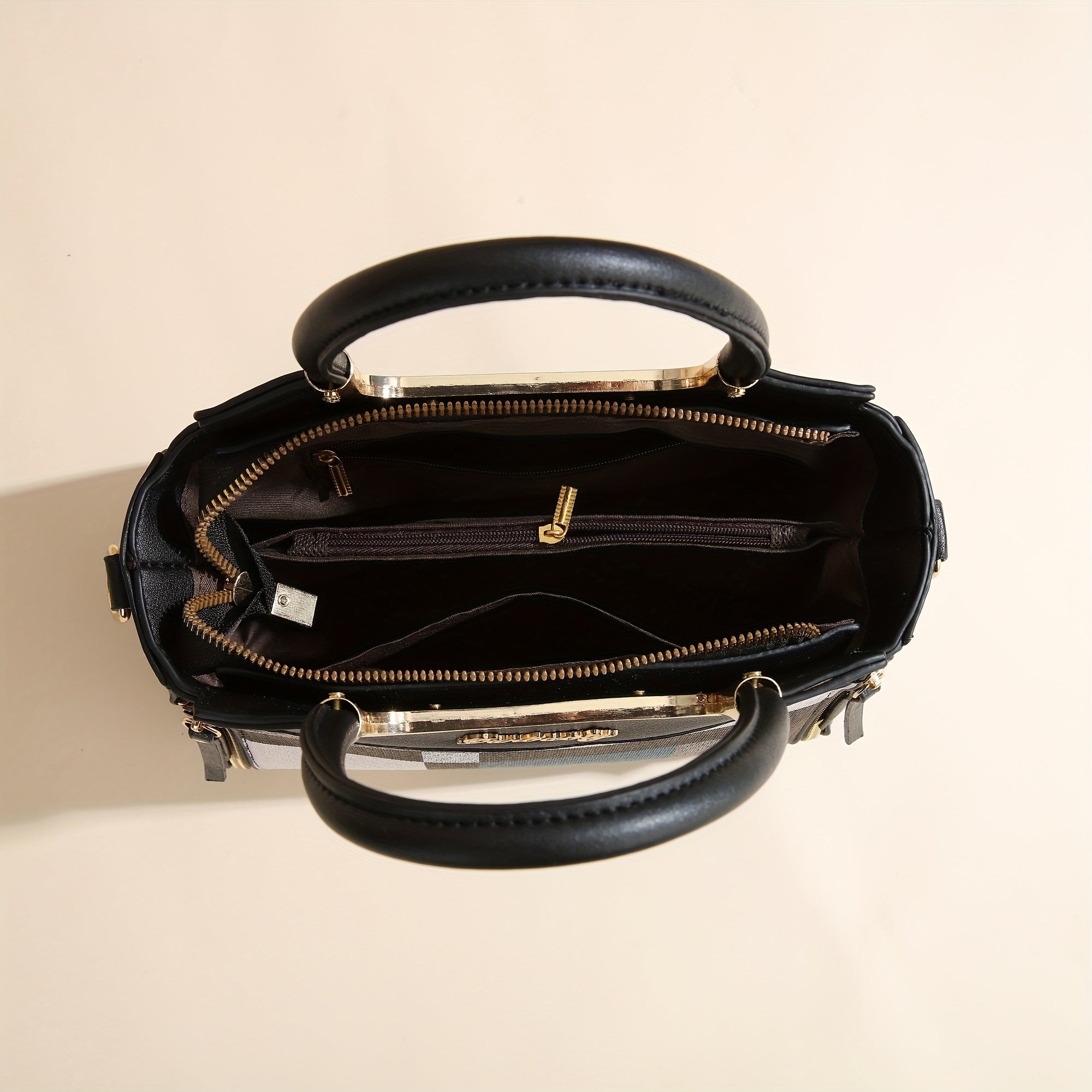 Elegant Plaid Tote and Crossbody Bag Set
