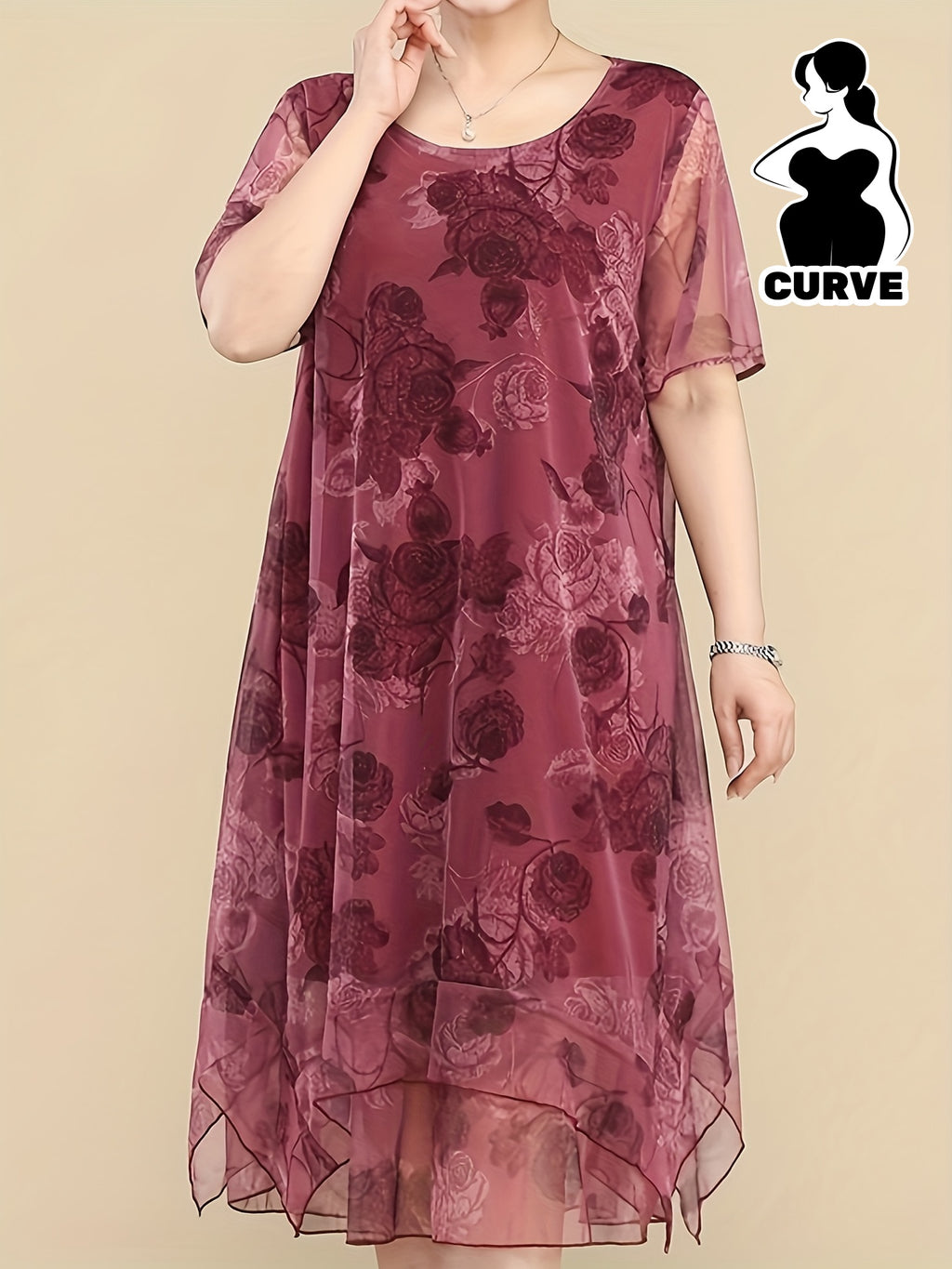 Women's Floral Chiffon Tunic Dress