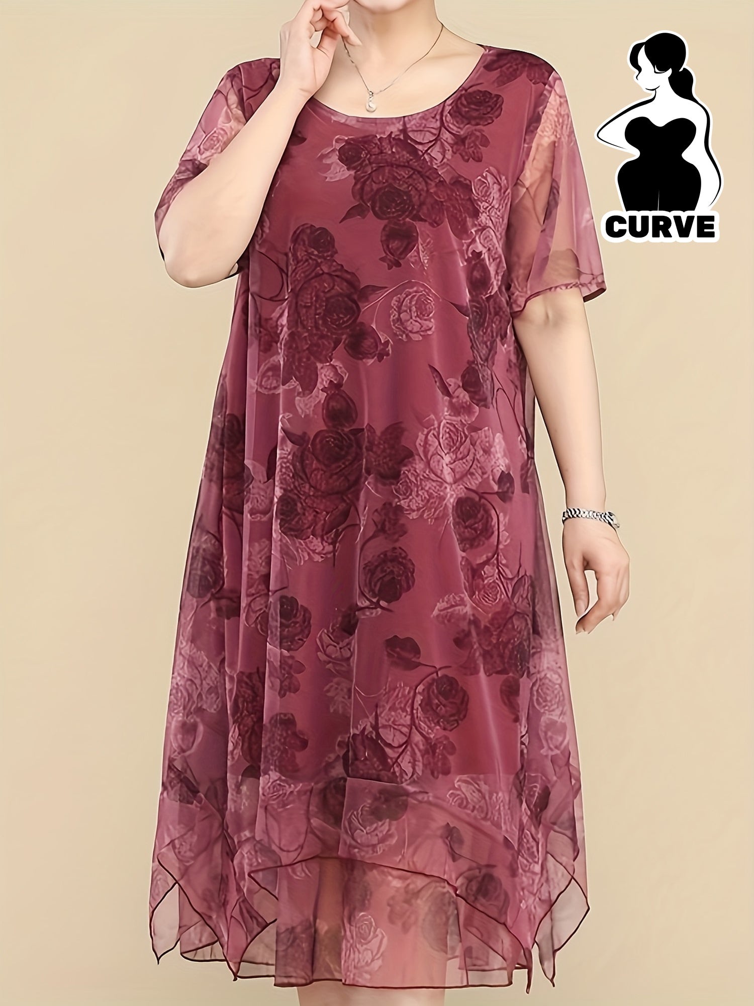 Women's Floral Chiffon Tunic Dress