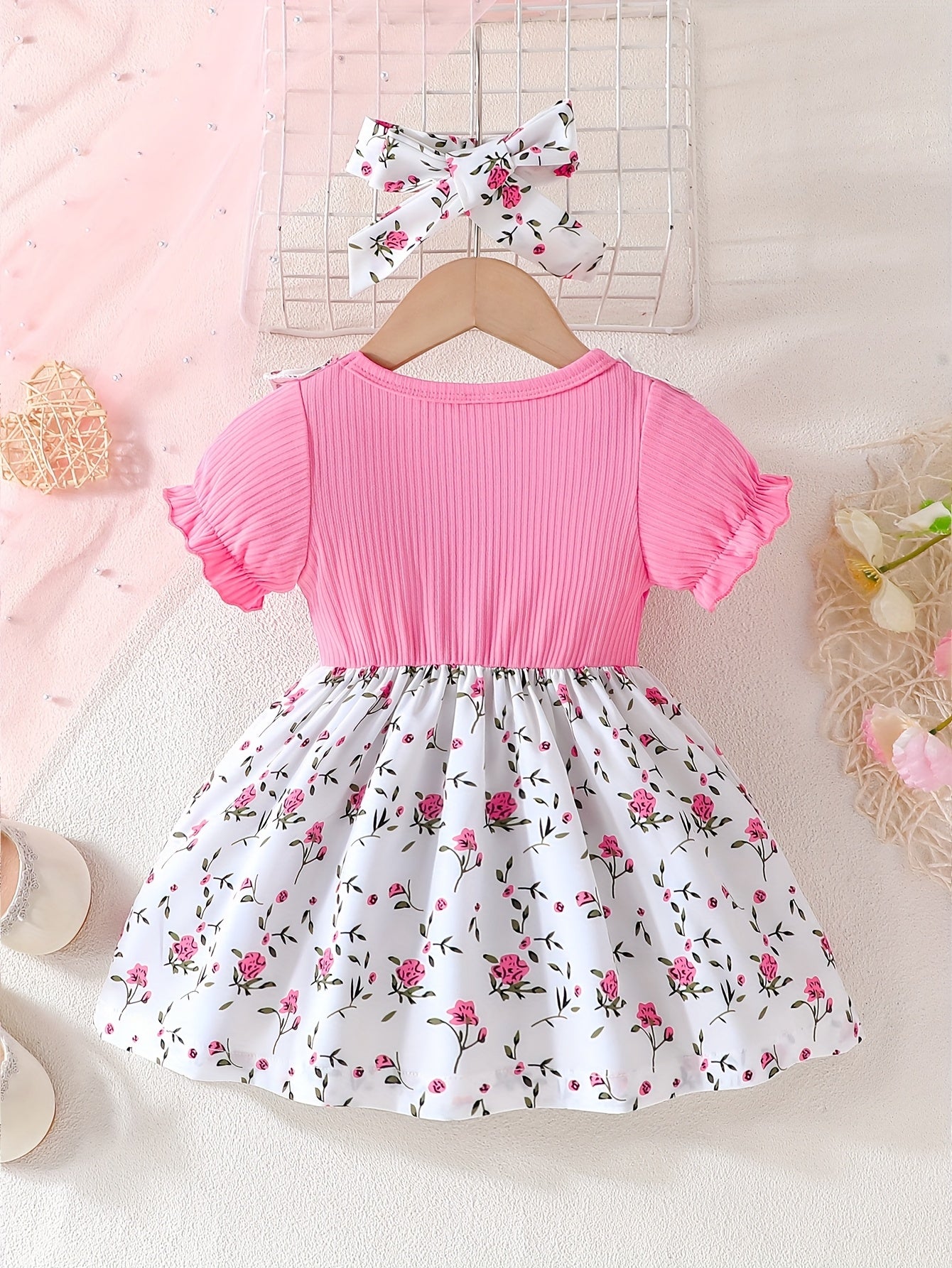 Lightweight Floral Print Summer Dress for Baby Girl