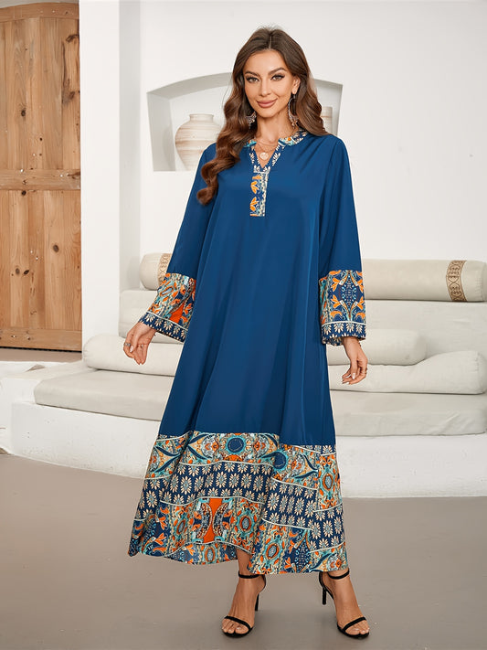 Elegant Notched Neck, Long Sleeve, Loose Fit
