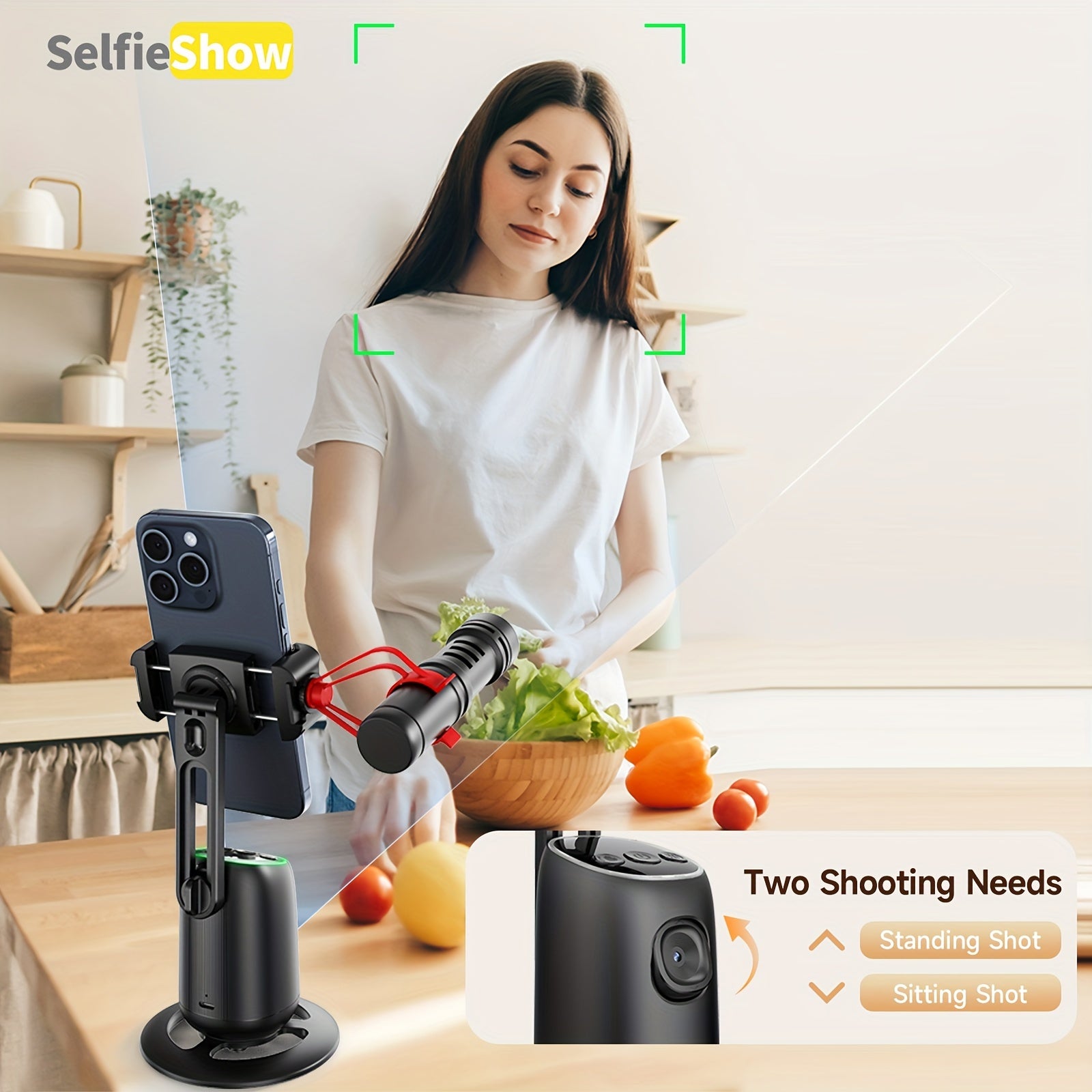AI Intelligent Dual Cold Shoe Interface 360°Face Tracking Gimbal