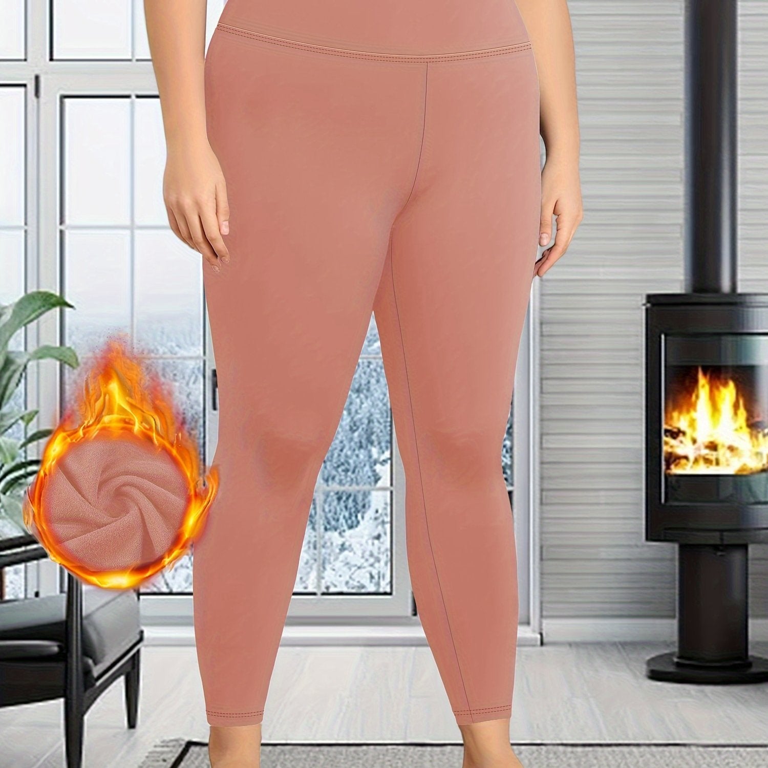 Cozy Plus Size Solid Leggings - Soft, High Waist, Thick, Stretchy