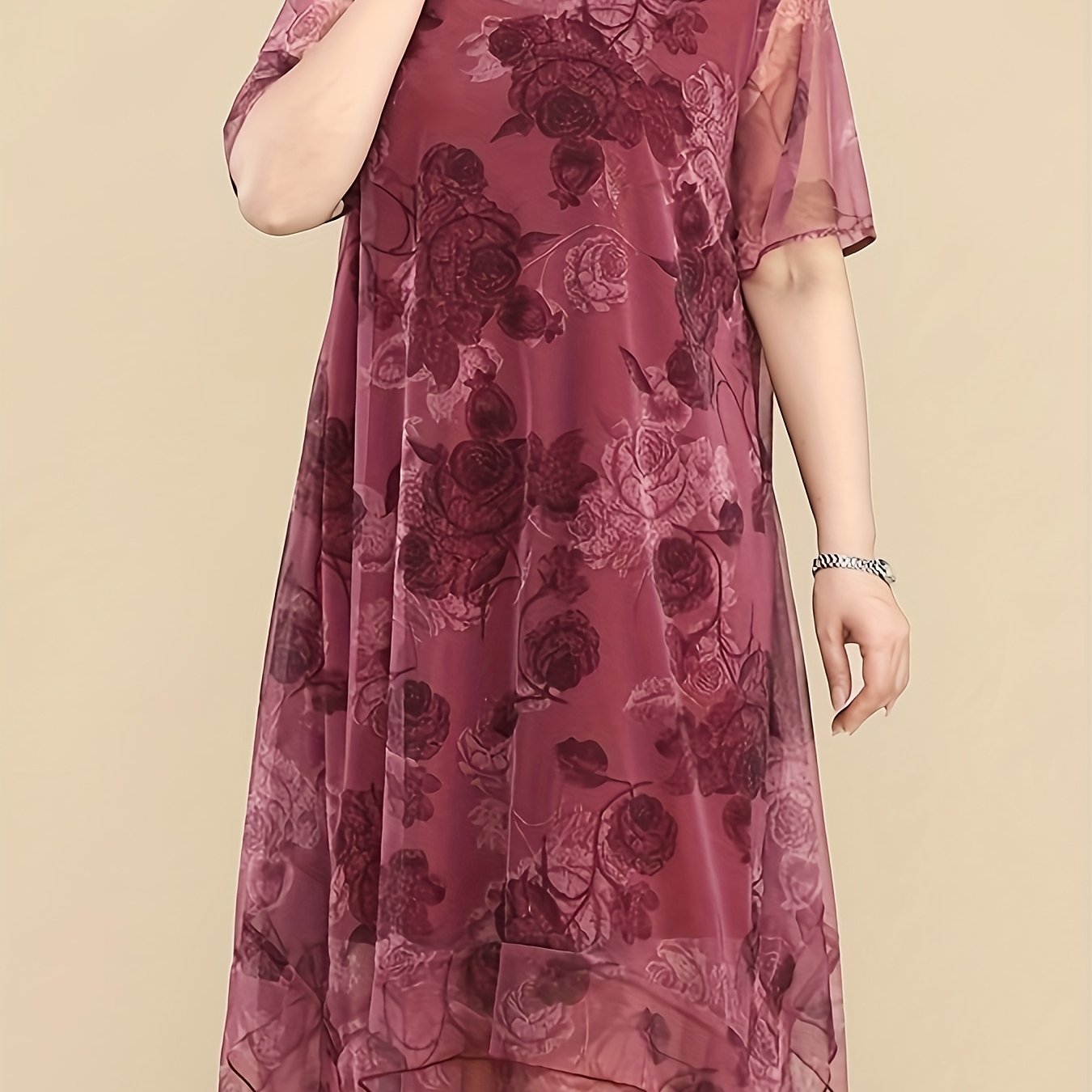 Women's Floral Chiffon Tunic Dress