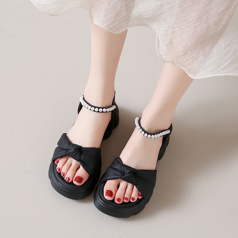Women'S Retro Chic Summer Platform Sandals - Casual Open-Toe