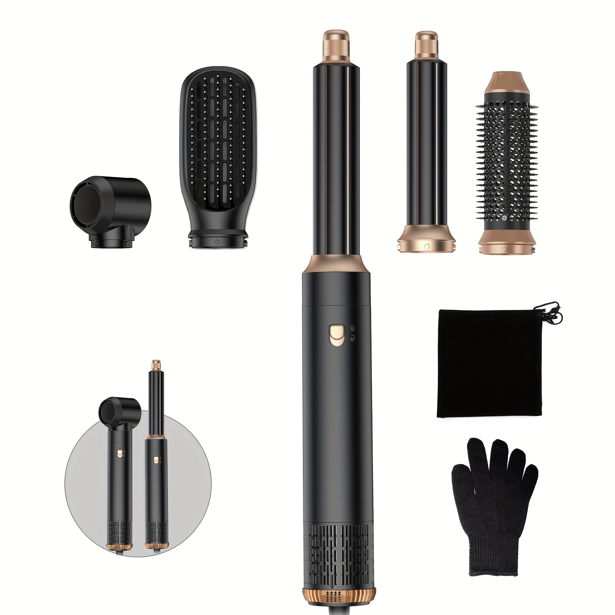 5-in-1 Hair Styler Dryer Brush - 60,000 RPM Ionic Technology, Auto-Reverse Curling