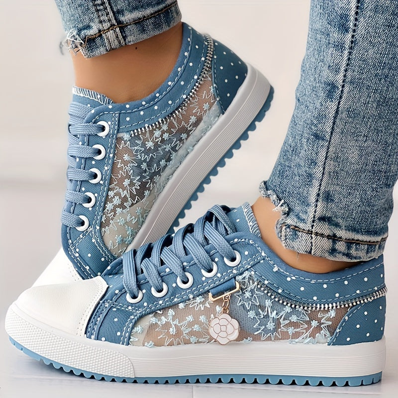 Women's Floral Mesh & Synthetic Cover Casual Sneakers