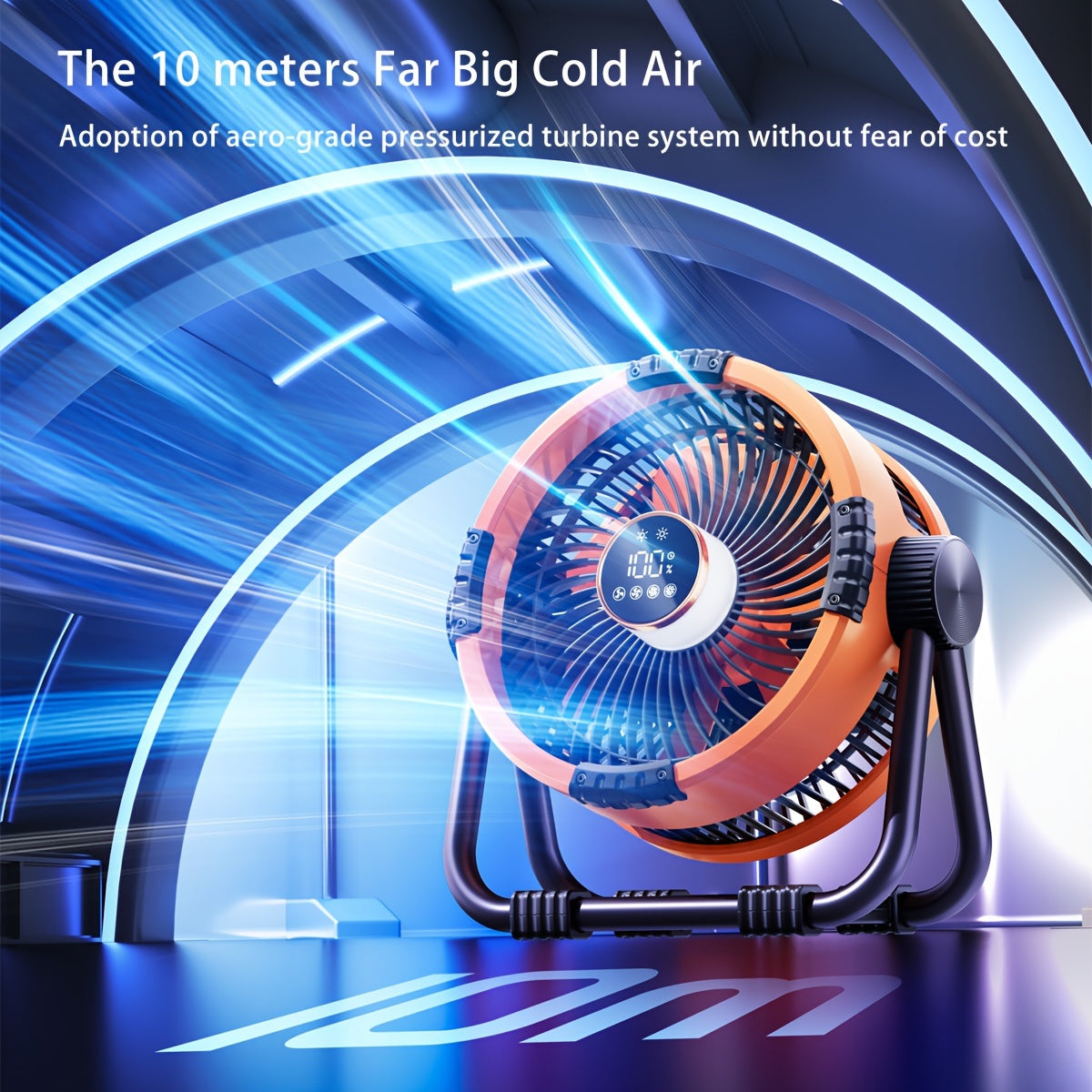 Storm Outdoor Fan - 30ft Cold Wind, 20000mAh Battery, LED Lantern, Phone Charger