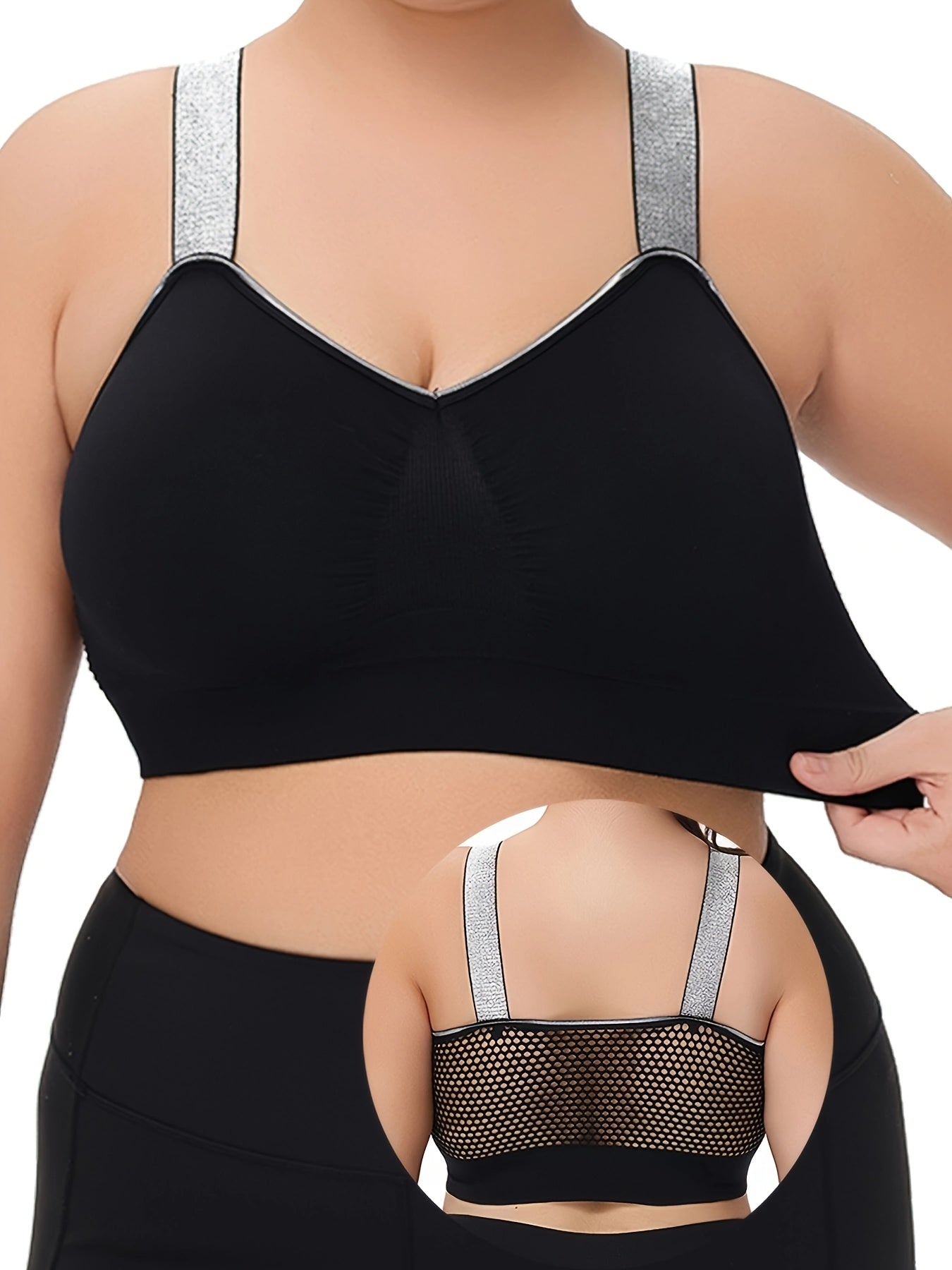 Thin Silvery Contrast High-End Bra Plus Size Breathable Women's Underwear