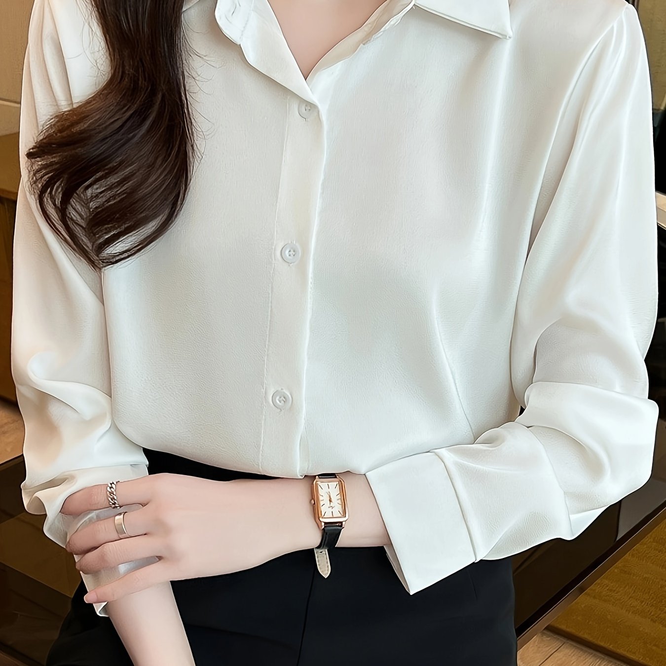 Luxury Feel Wrinkle-Resistant Satin Shirt for Women