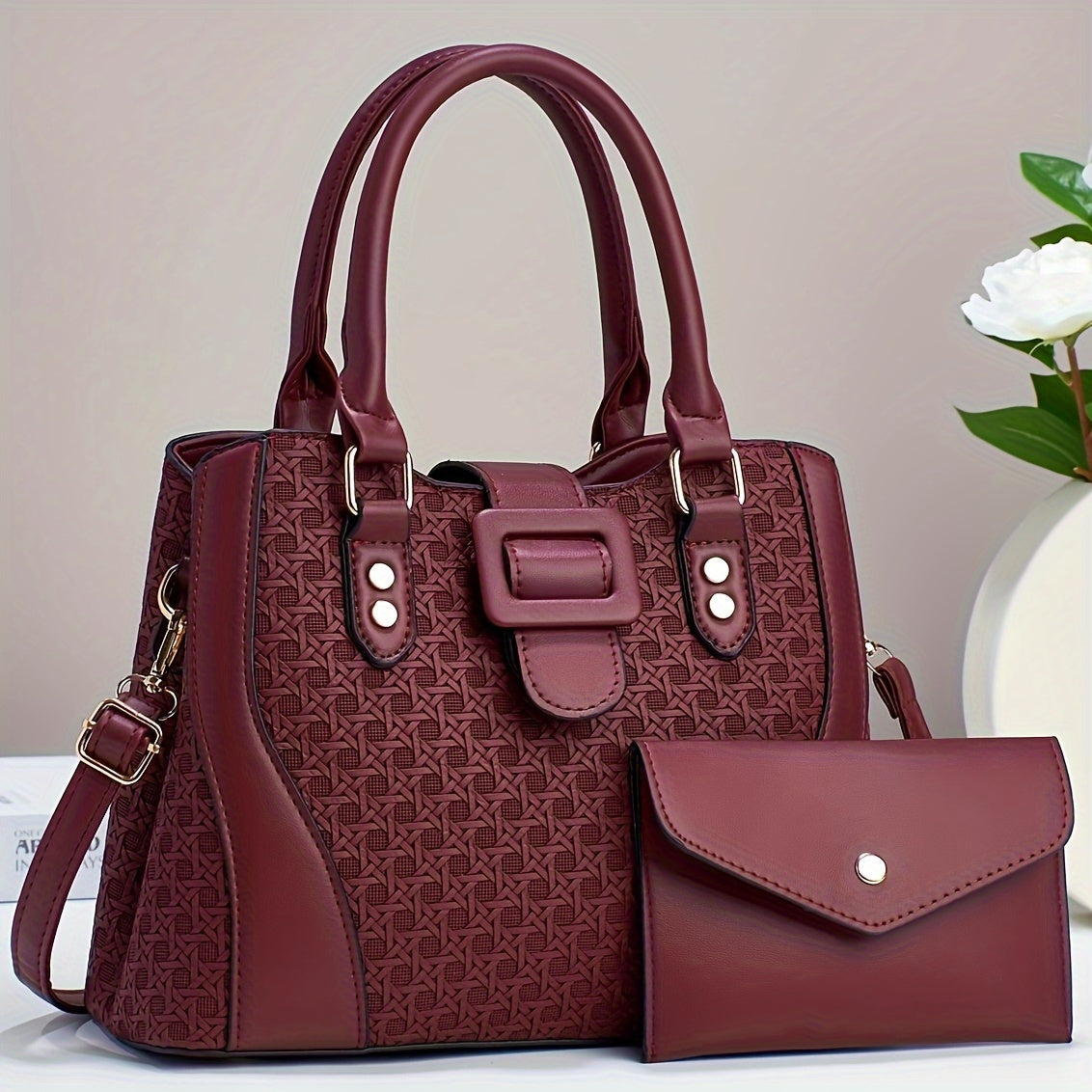 Two-Piece Set Fashion Plaid Shoulder Bag