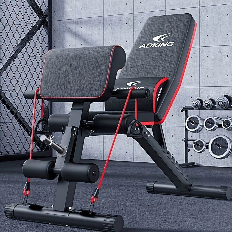 1pc Adjustable Weight Bench with Sit-Up Assistant, 13-in-1 Folding Dumbbell Workout Chair