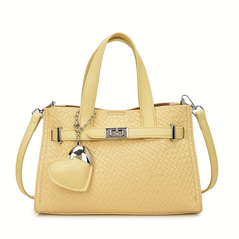 1pc Women’s Shoulder Bag with Woven Ripples