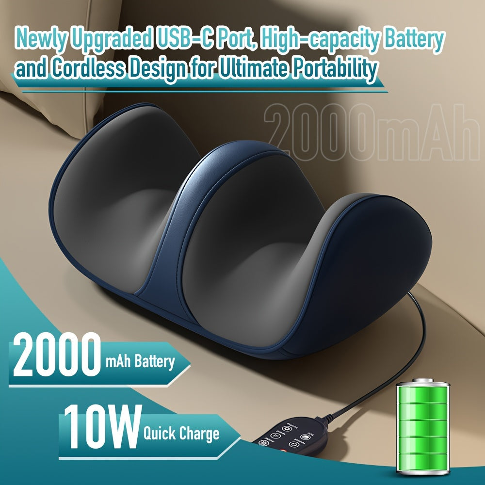Cordless Type-C Rechargeable Foot Massager Machine with Deep- Kneading and heat