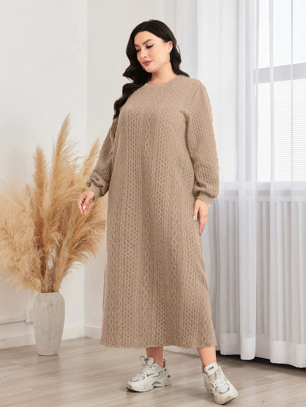 Women's Plus Size Textured Sweatshirt Dress