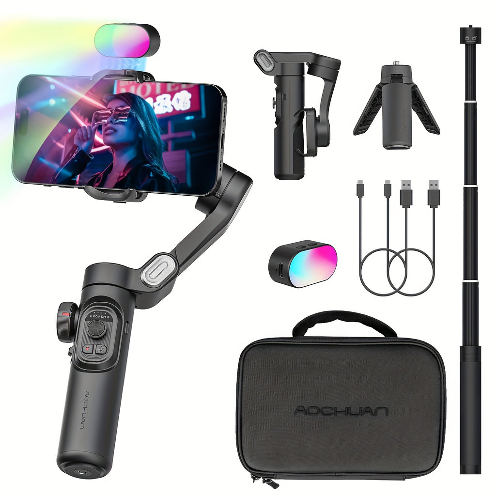 Smart XE Combo1: 3-Axis Phone Gimbal & Video Stabilizer Kit with RGB Fill Light