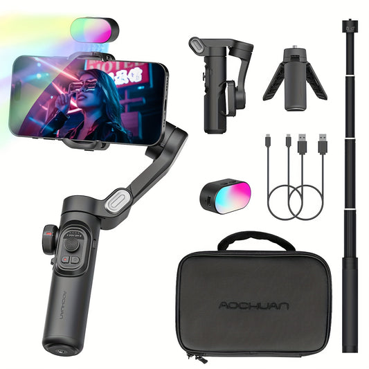 Smart XE Combo1: 3-Axis Phone Gimbal & Video Stabilizer Kit with RGB Fill Light