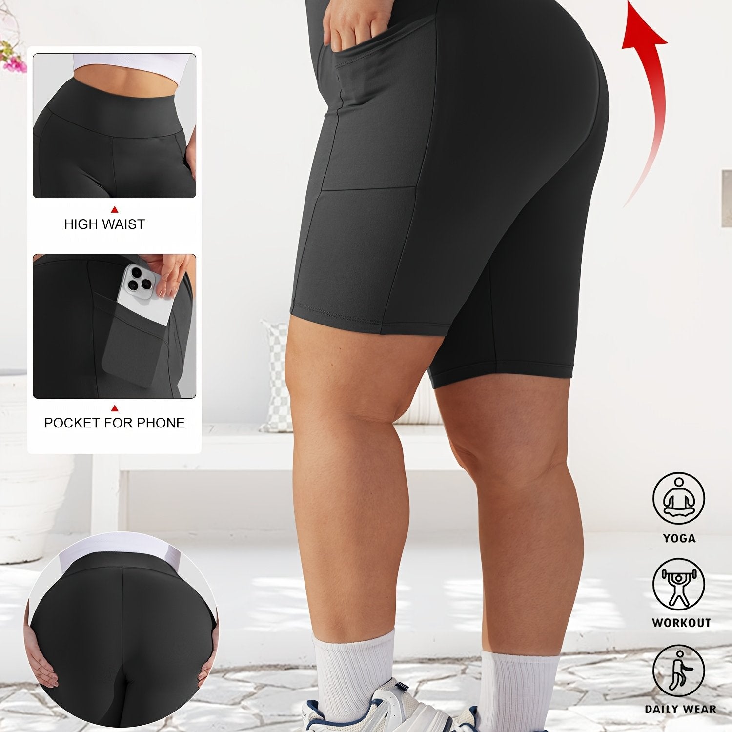 Plus Size Women's High-Waist Leopard Print Shorts